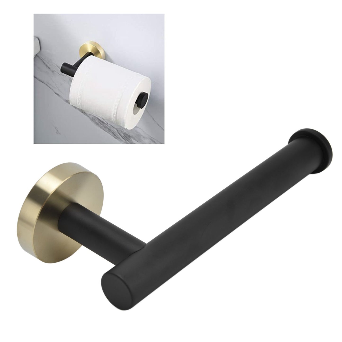 Wall Mounted Toilet Paper Holder 304 Stainless Steel Tissue Roll Holder for Bathroom Toilet Black Gold