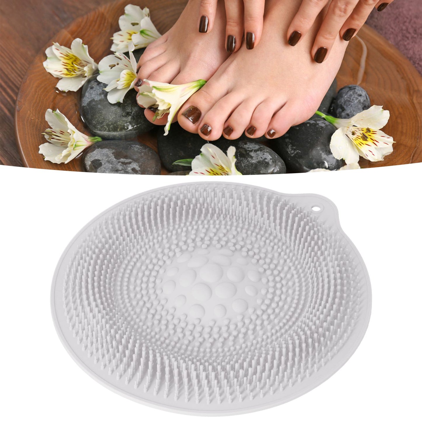 Natural Rubber Foot Bath Mat Innovative Anti Slip Shower Mat for Bathroom Foot Massager KitchenLight Gray