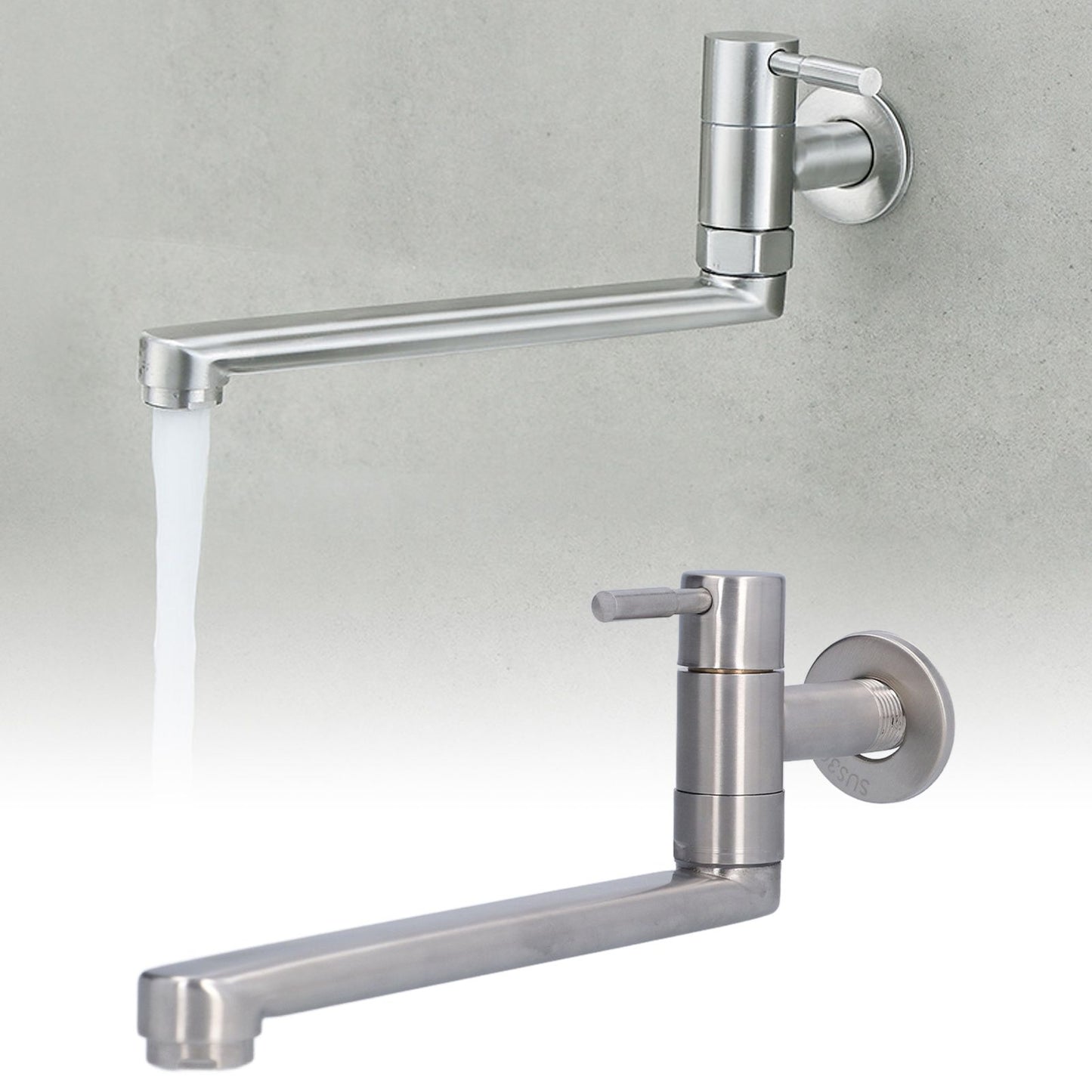 G1/2 Lengthen Water Faucet 304 Stainless Steel Single Cold Water Tap for Kitchen Balcony Mop Pool