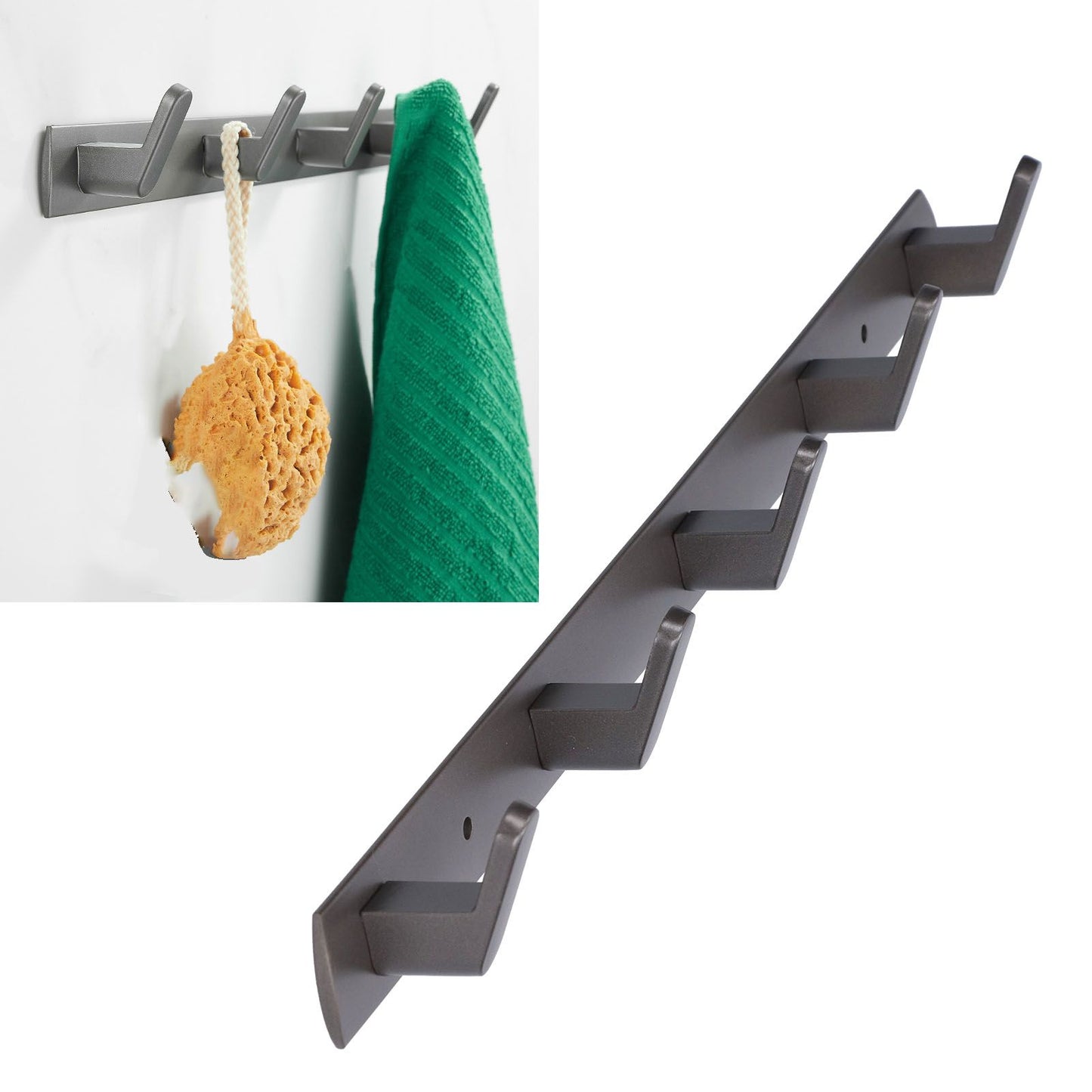 45cm Row Hook Wall Mount Aluminium Alloy Coat Towel Hook for Kitchen Bathroom Bedroom Closet