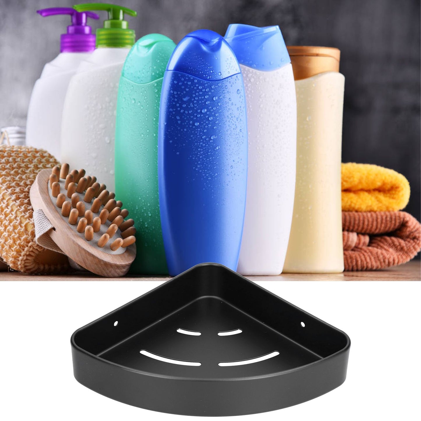 Shower Shelf Wall Mounted Triangular Corner Shelves Storage Rack Organizer for Home Bathroom Rest Room Black