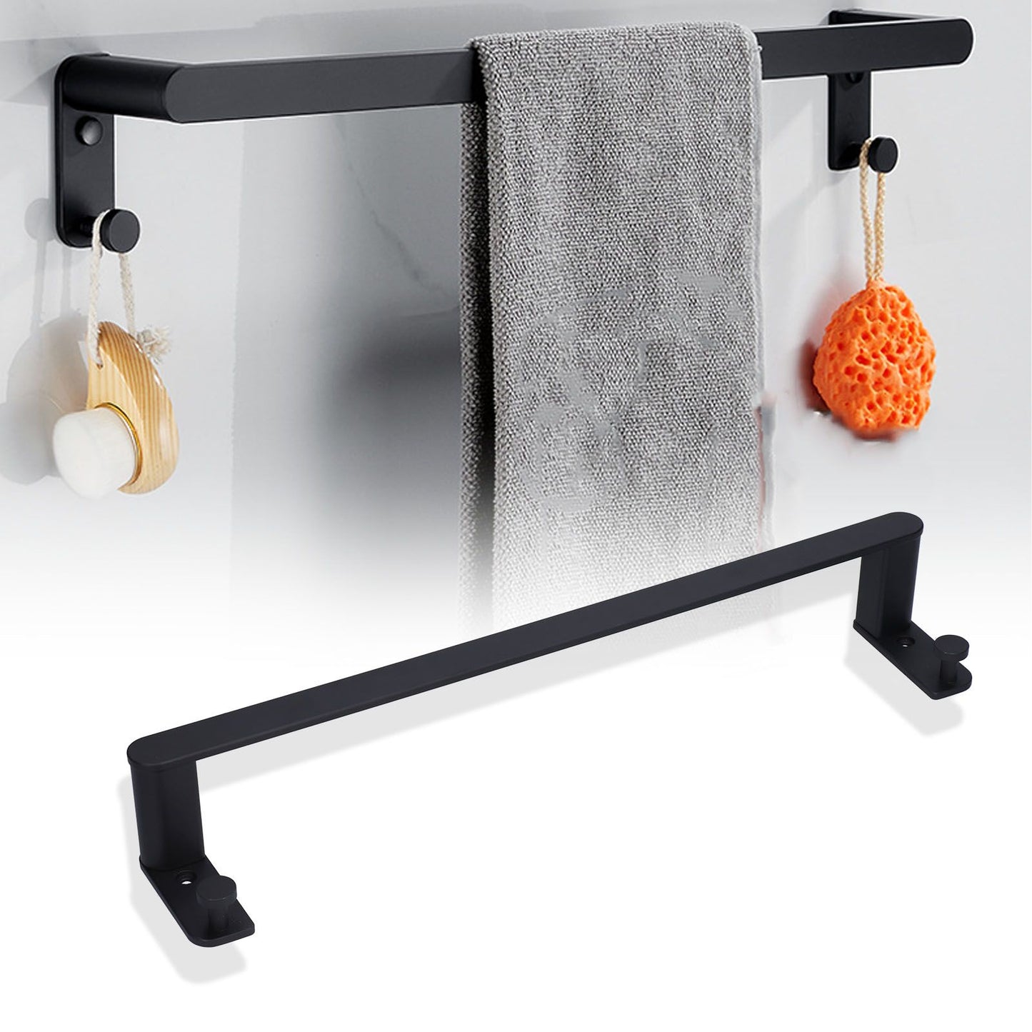 Single Towel Rack Aluminum Alloy 50cm / 20in Wall Mounted Towel Bar for Bathroom Kitchen