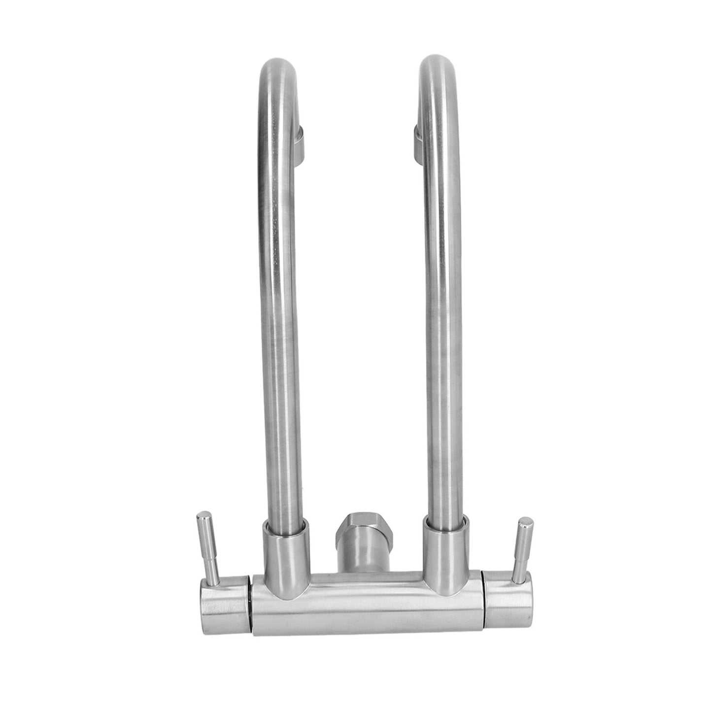 G3/4 Double Nozzle Single Cold Faucet 360 Degree Rotating 304 Stainless Steel Basin Tap for Kitchen Bathroom