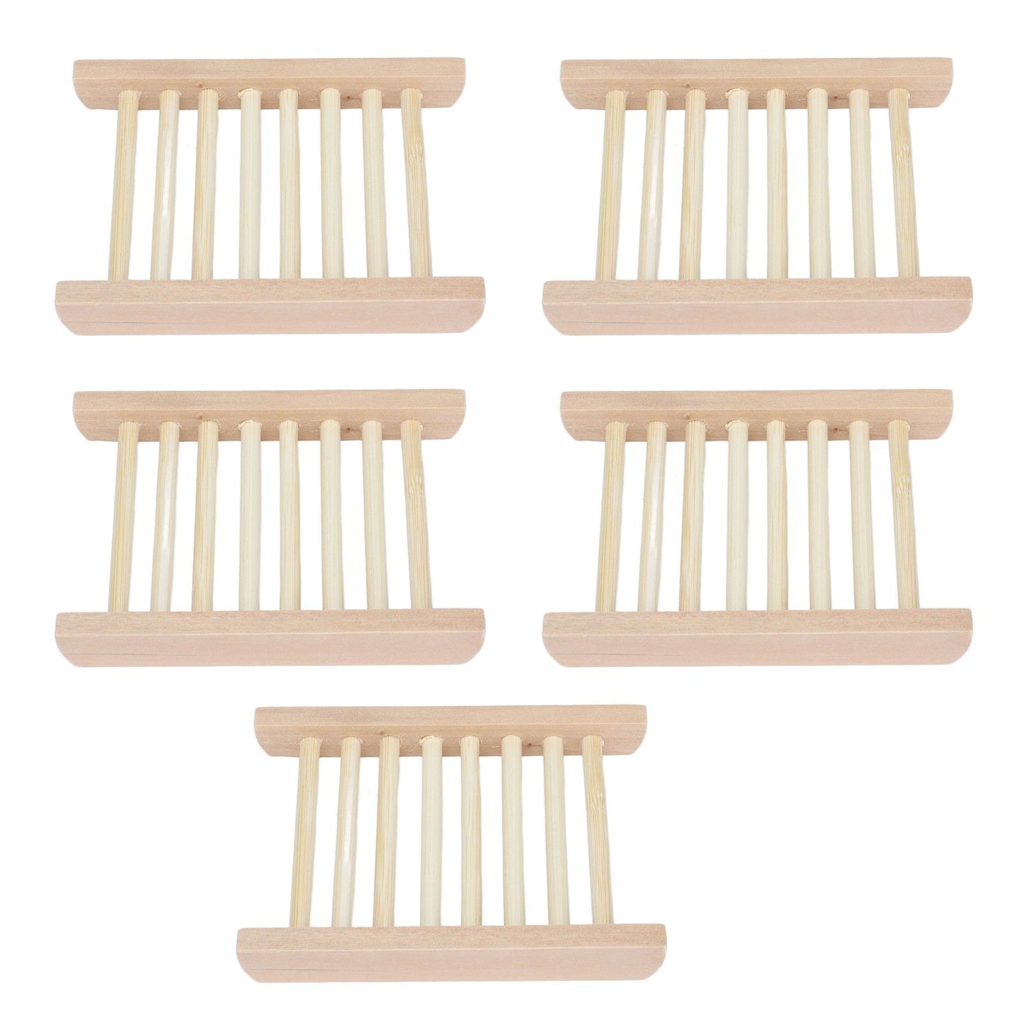5pcs Bamboo Soap Dish Waterproof Antislip Wooden Bar Soap Holder for Shower Bathroom Kitchen