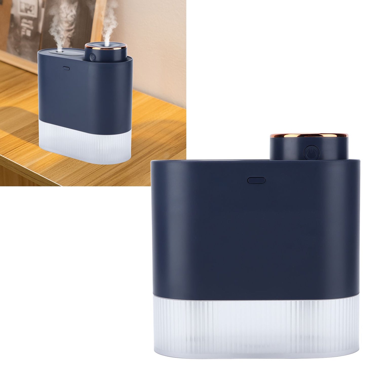 450ml Mini USB Humidifier High Capacity Double Spray Humidifier with Light for Bedroom OfficeBlue