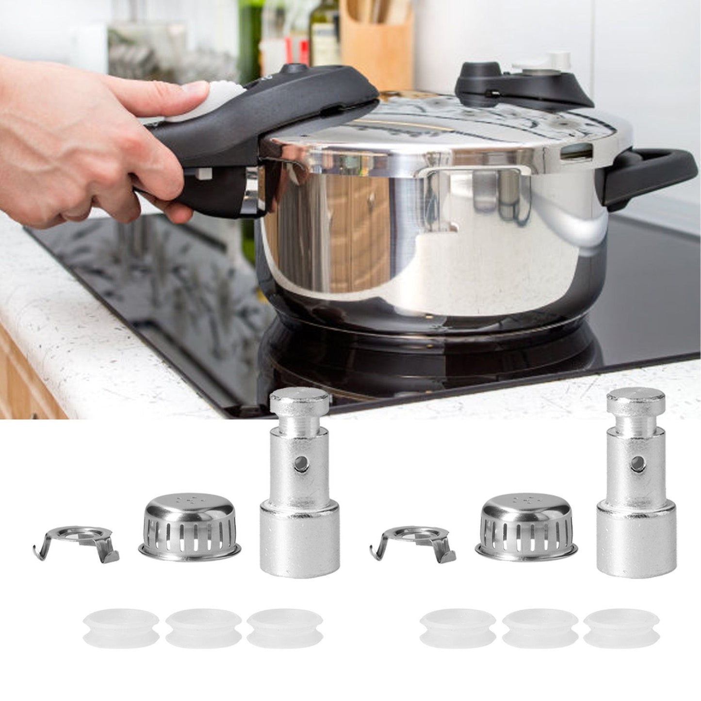 10Set Pressure Cooker Accessories Cover Anti Blocking Cover Bracket Float Valve Gasket Replacement