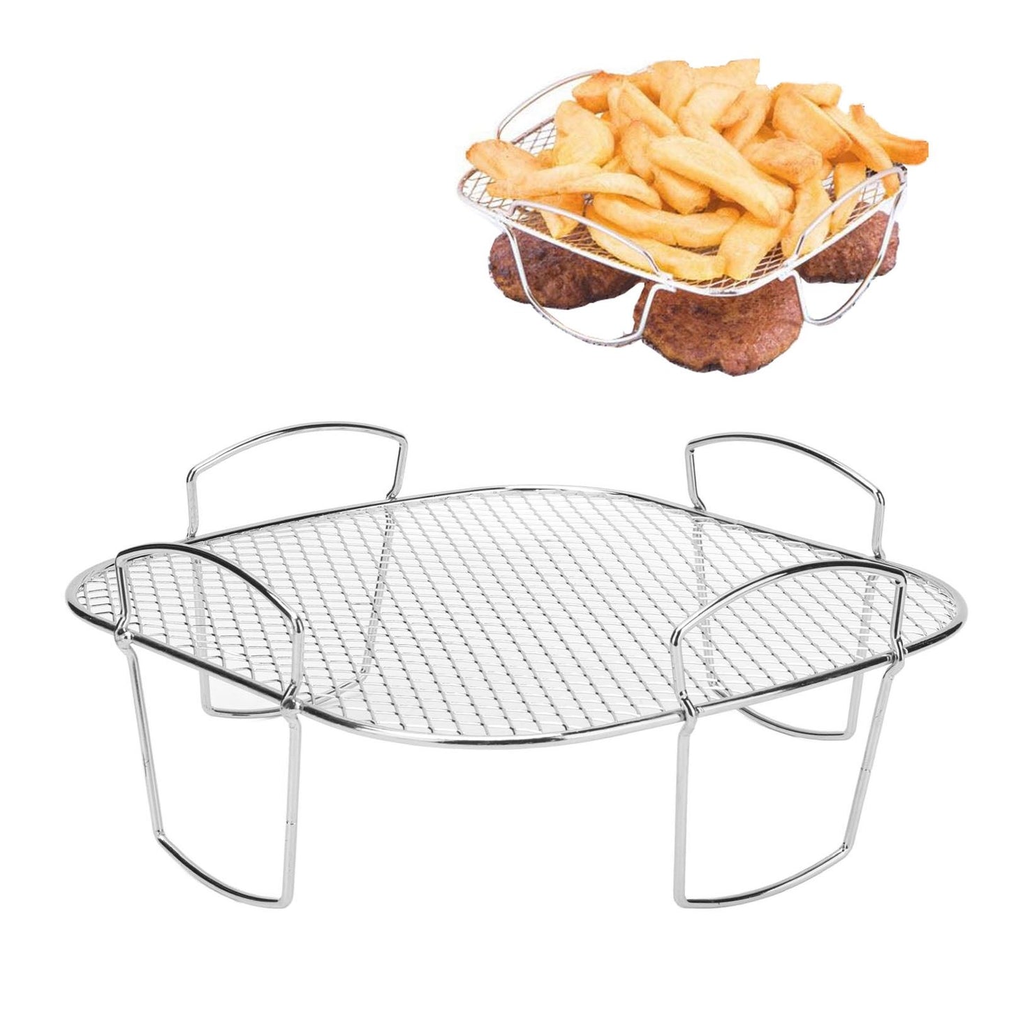 Stainless Steel French Fries Rack Anti Fall Oven Cooling Rack Holder Shelf for Home Kitchen Barbecue