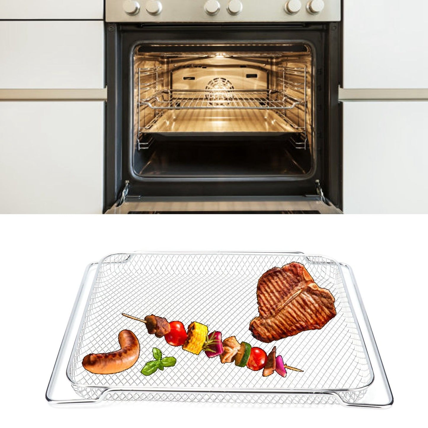 Oven Rack Safe Stainless Steel Multi Functional Grilled Net for Baking Cooling 36x30cm