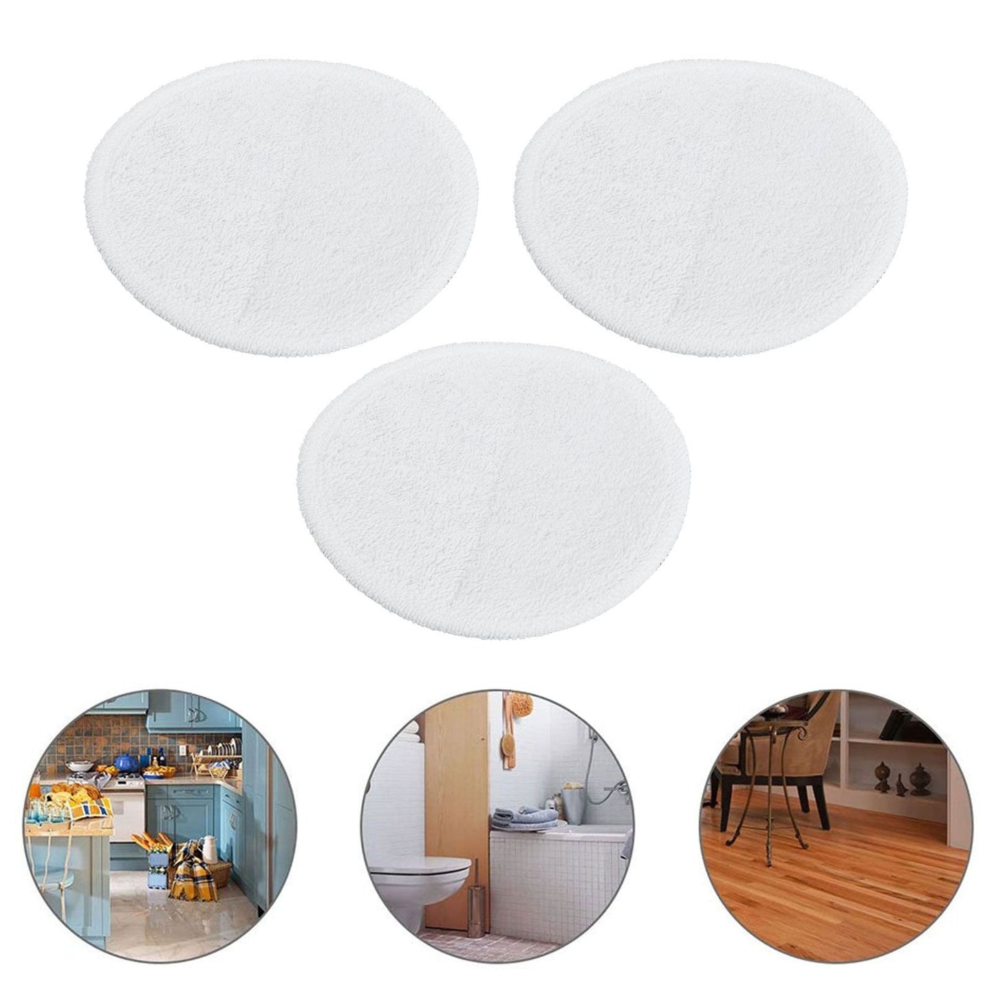 3PCS Mop Cloth Reusable Microfiber Mop Pad Mop Head Accessories for Bissell 2124/2039/2037/2039AWhite