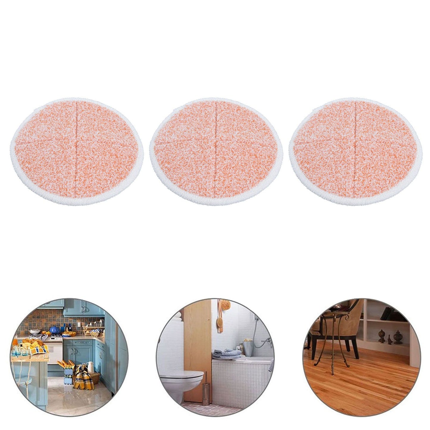 3PCS Mop Cloth Reusable Microfiber Mop Pad Mop Head Accessories for Bissell 2124/2039/2037/2039AOrange