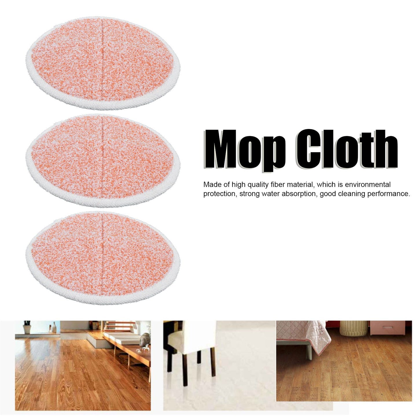 3PCS Mop Cloth Reusable Microfiber Mop Pad Mop Head Accessories for Bissell 2124/2039/2037/2039AOrange