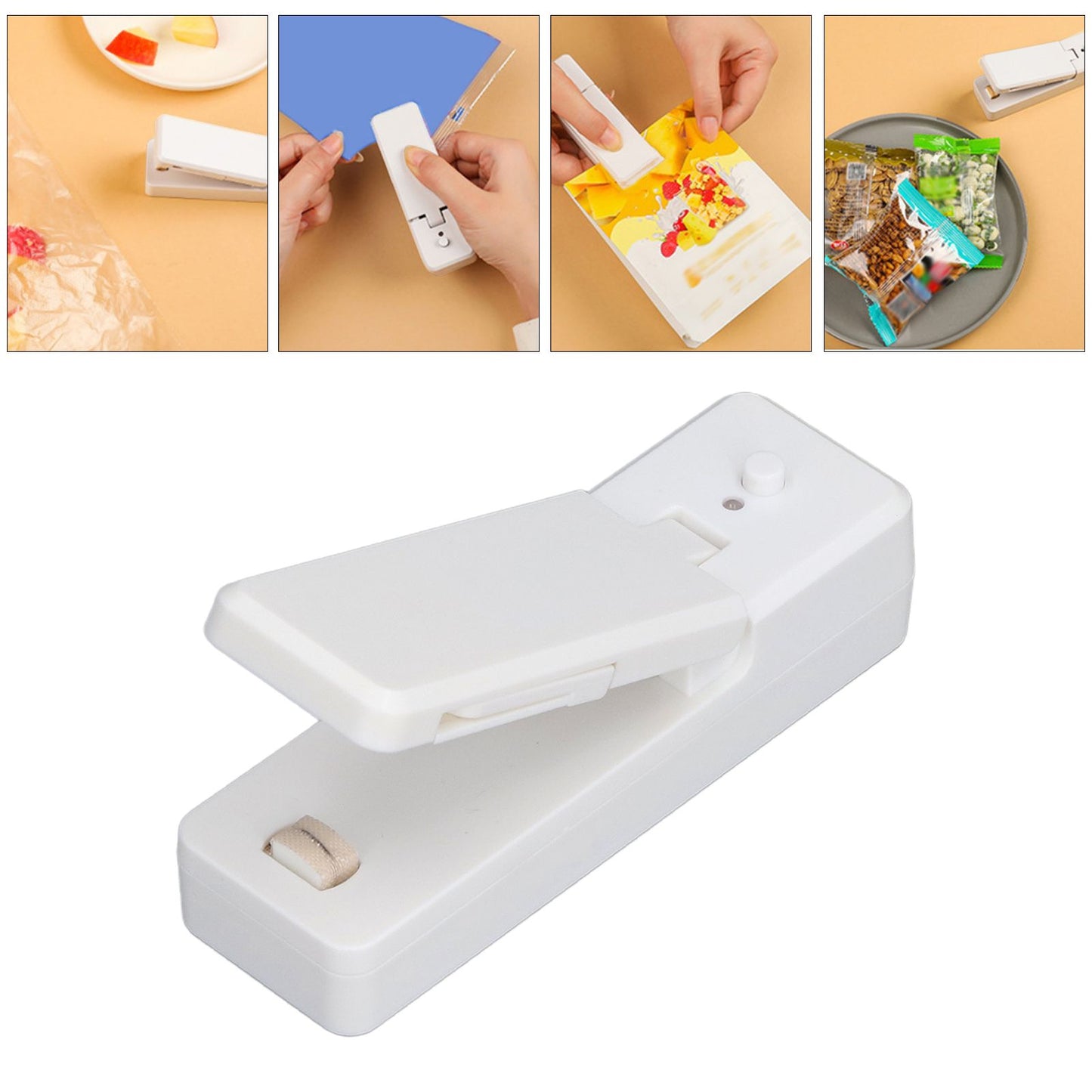 Portable Mini Bag Sealer with Magnet USB Charging Plastic Bag Sealing Machine for Home Kitchen UseWhite