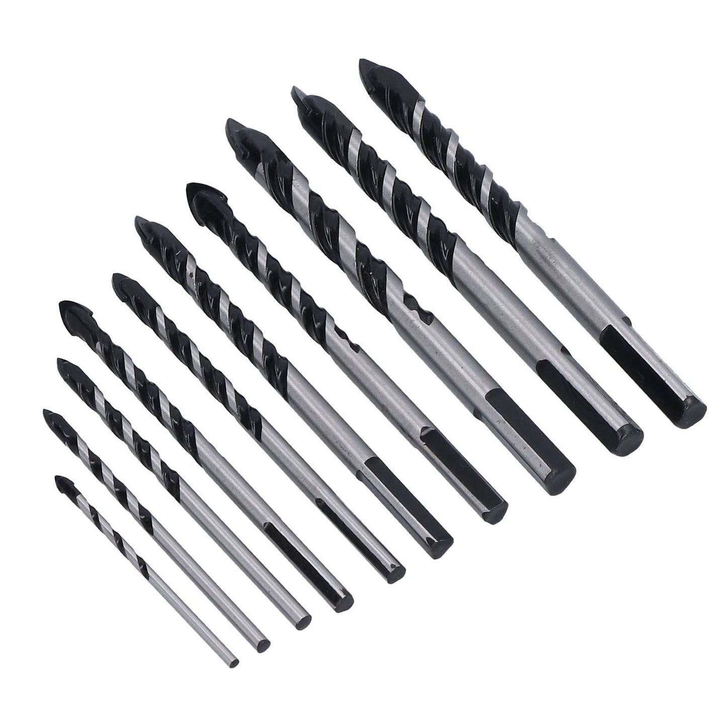 10 Pcs Masonry Drill Bits Set Industrial Strength Carbide Tips with Storage Case for Tile Brick Cement Concrete