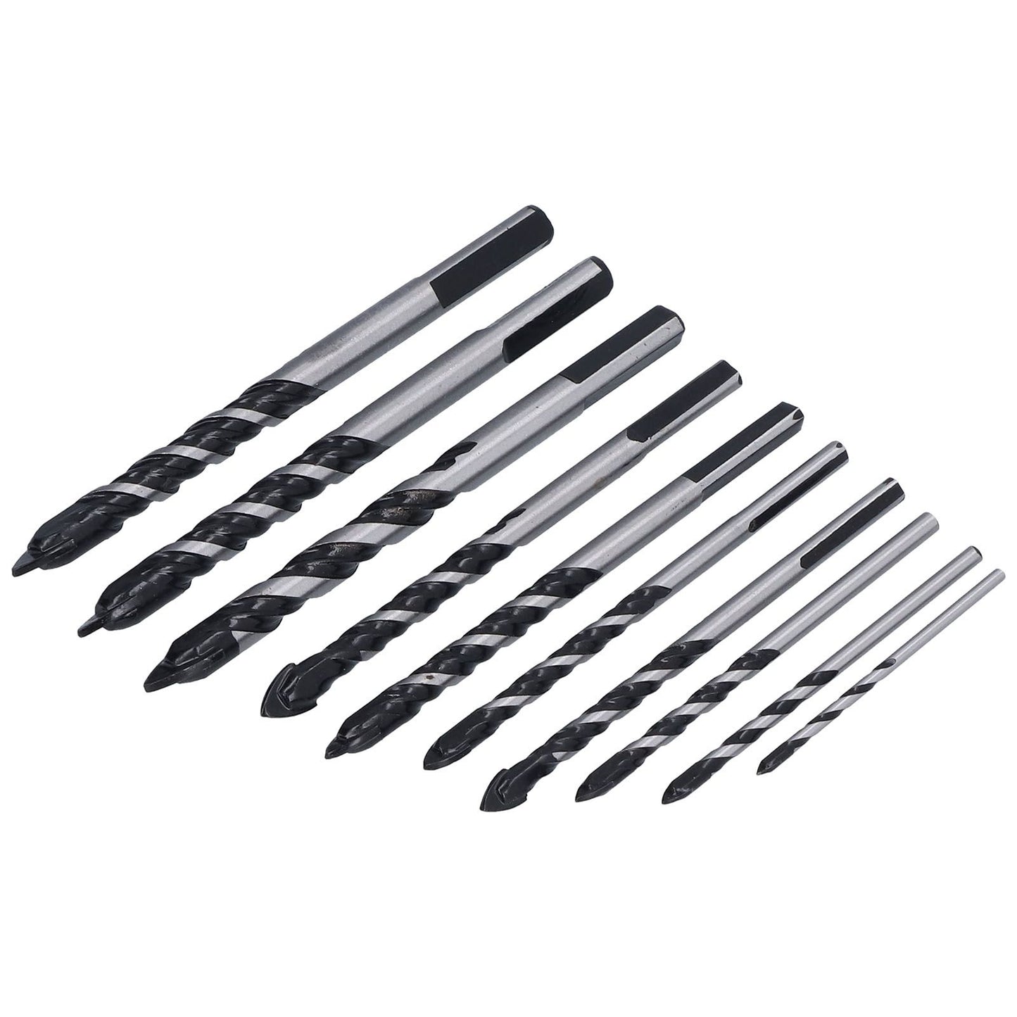 10 Pcs Masonry Drill Bits Set Industrial Strength Carbide Tips with Storage Case for Tile Brick Cement Concrete
