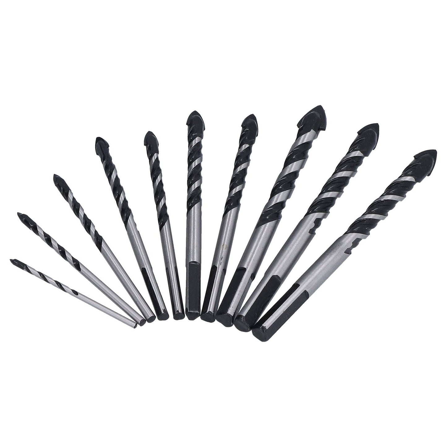 10 Pcs Masonry Drill Bits Set Industrial Strength Carbide Tips with Storage Case for Tile Brick Cement Concrete