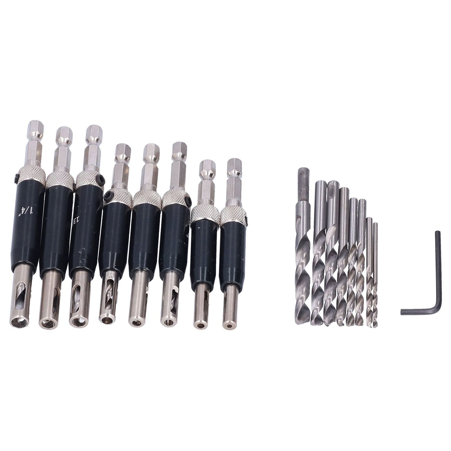 17pcs Hinge Drills Set Self Centering Door Drill Bit Kit with Hex Wrench for Woodworking