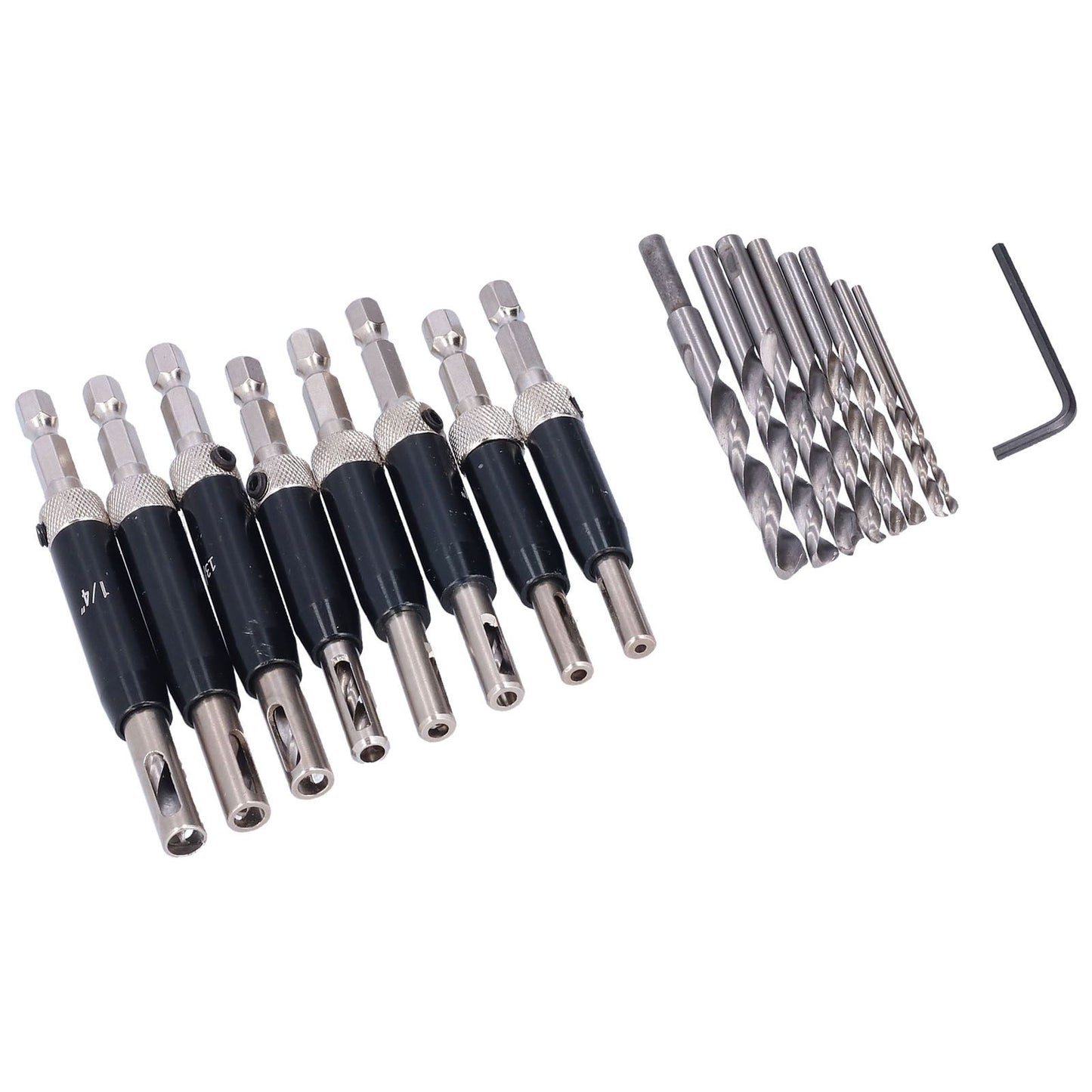 17pcs Hinge Drills Set Self Centering Door Drill Bit Kit with Hex Wrench for Woodworking