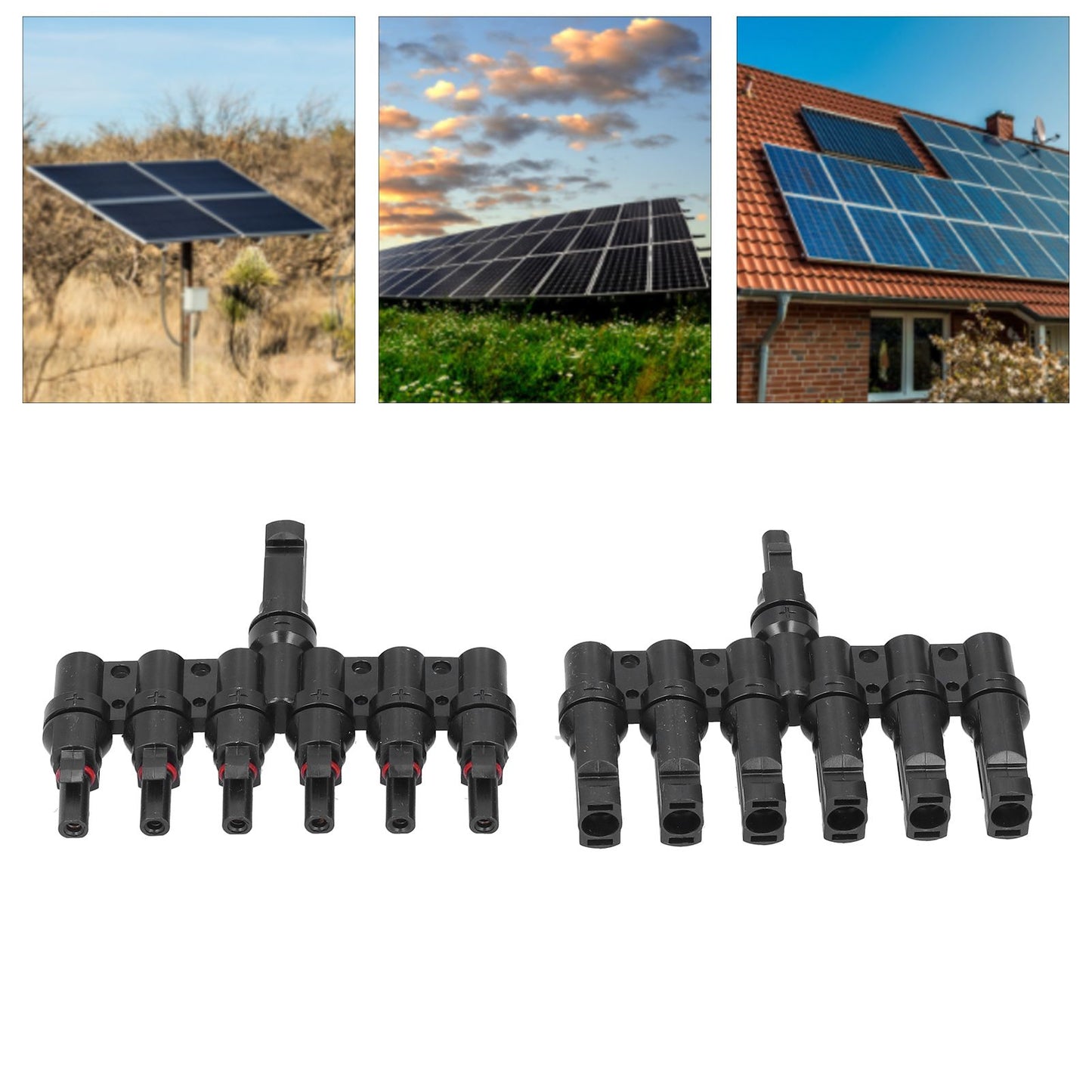 1 to 6 Branch Connector 6 Way Solar Panel Branch Connector Waterproof Male Female Cable Connector