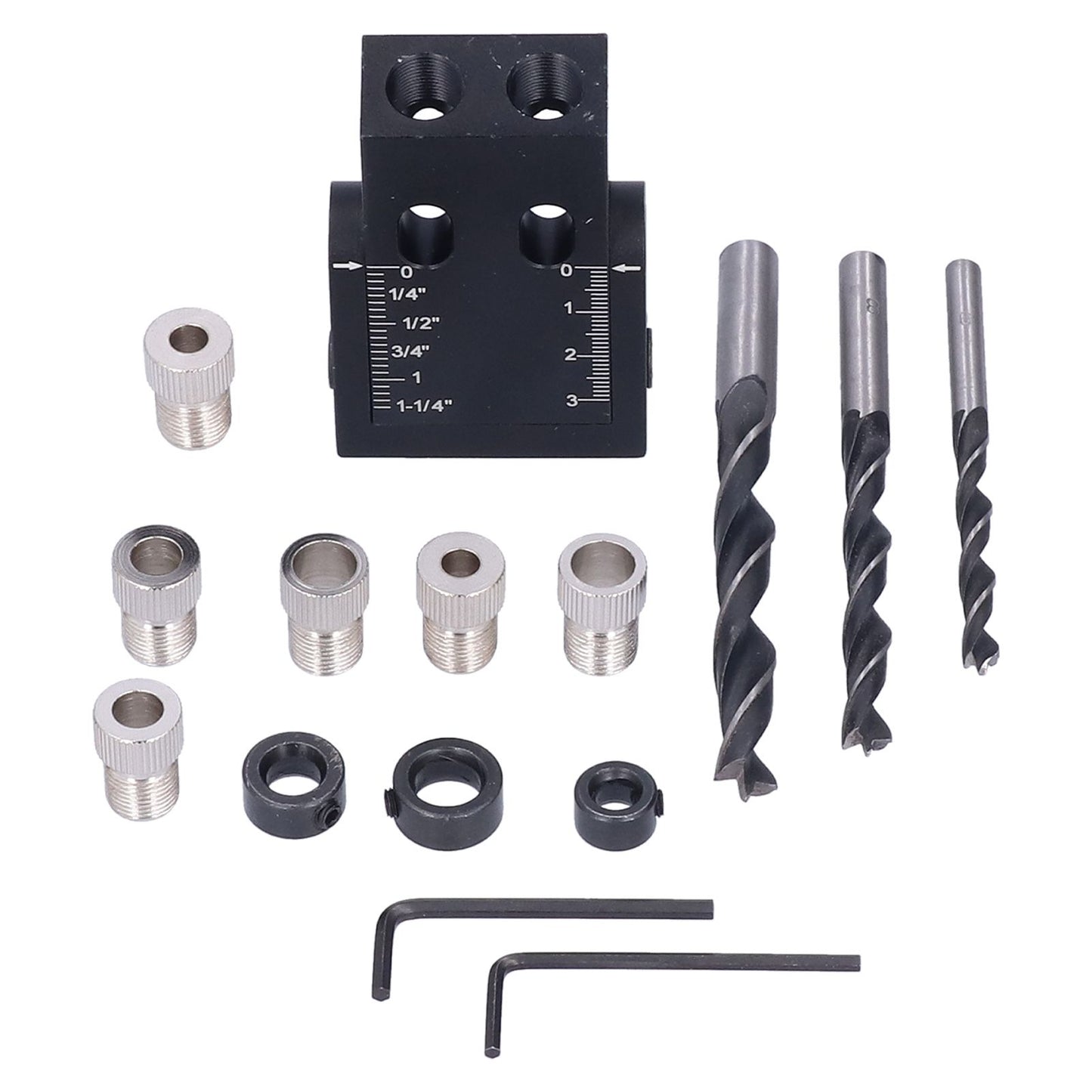 Oblique Hole Locator 15° Pocket Slant Holes Jig Kit Woodworking Positioner with Drill Bits