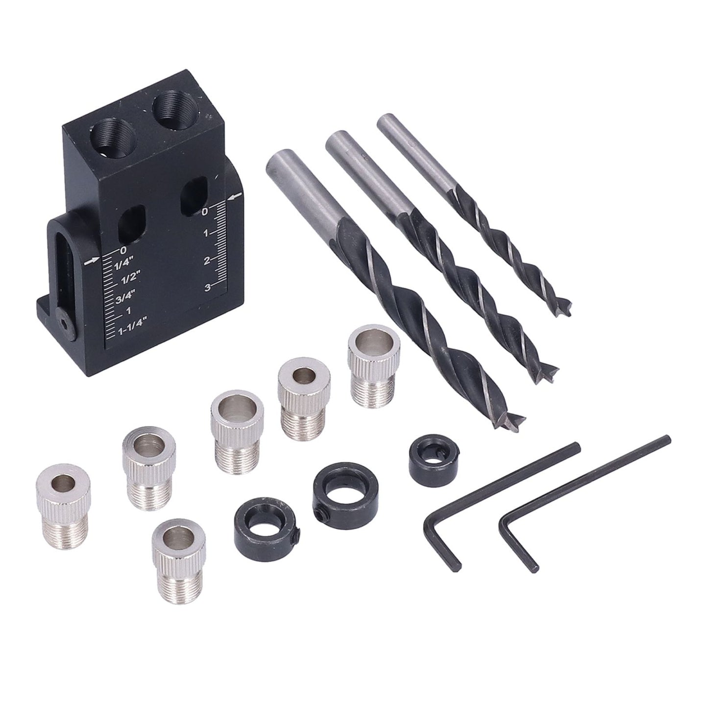 Oblique Hole Locator 15° Pocket Slant Holes Jig Kit Woodworking Positioner with Drill Bits