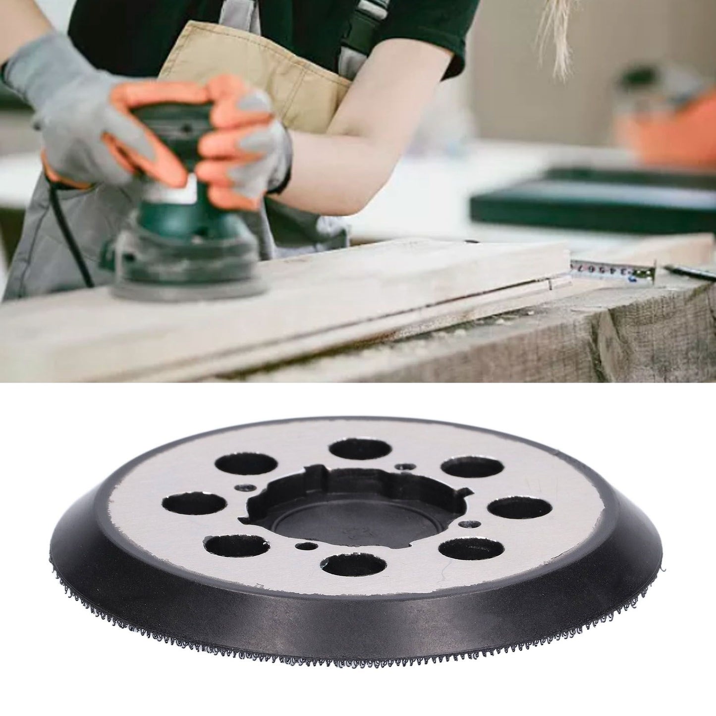 5in Polisher Backing Plate 8‑Hole Black Aluminum Alloy for Electric Sander Finishing Buffing