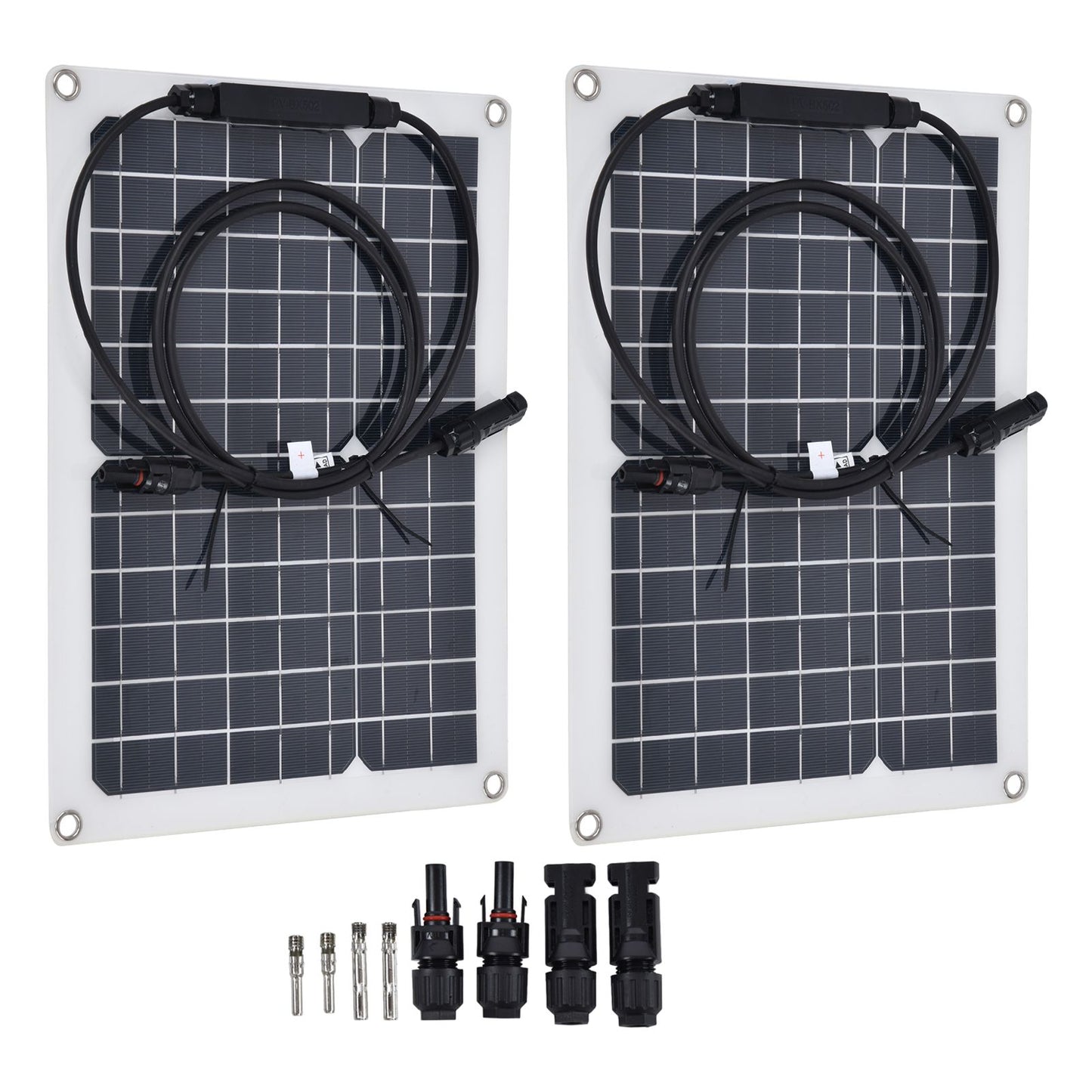 2 Pcs Solar Panels Kit 15W Portable Monocrystalline Solar Panel Charger for Outdoor Boat Caravan RV Charging