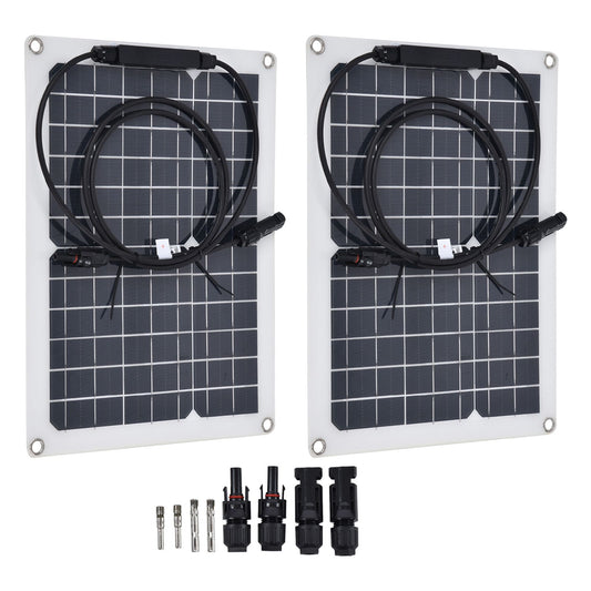 2 Pcs Solar Panels Kit 15W Portable Monocrystalline Solar Panel Charger for Outdoor Boat Caravan RV Charging