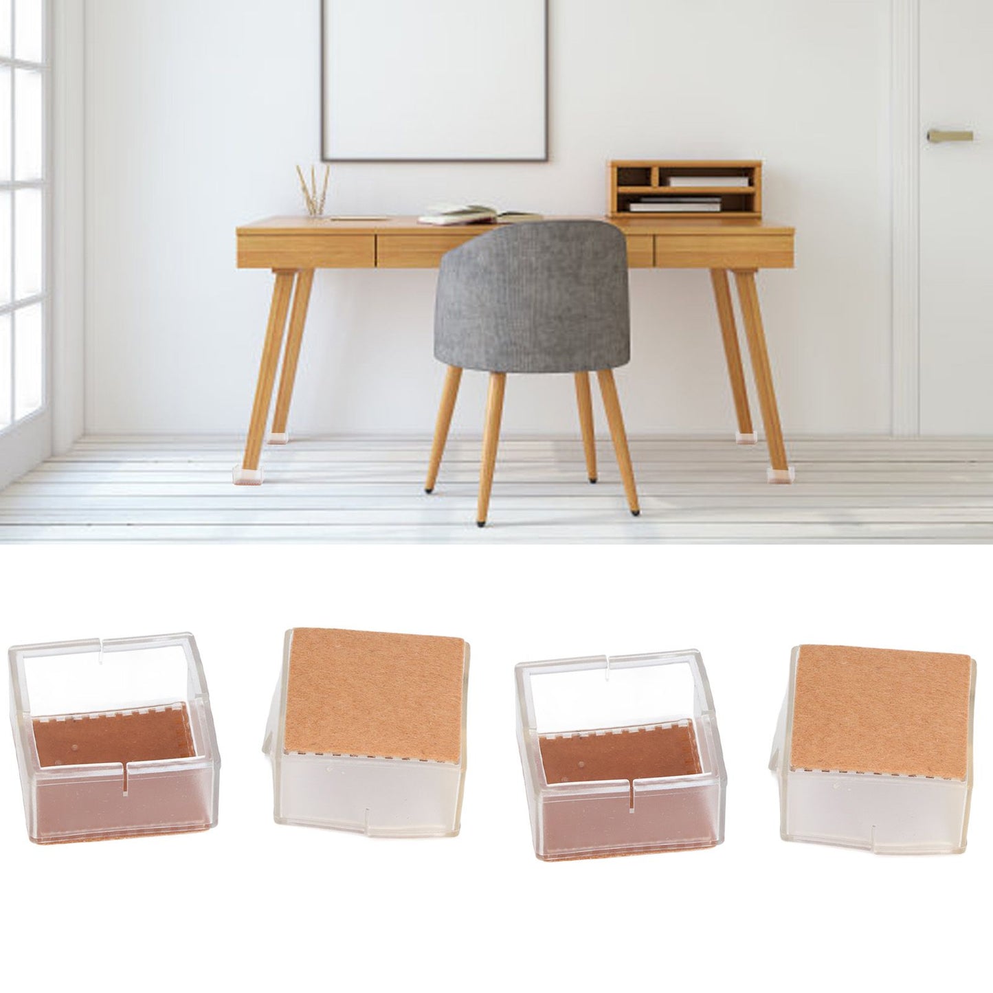 8pcs/set Silicone Chair Caps Table Foot Pads Anti Slip Transparent Square Leg Protection Cover