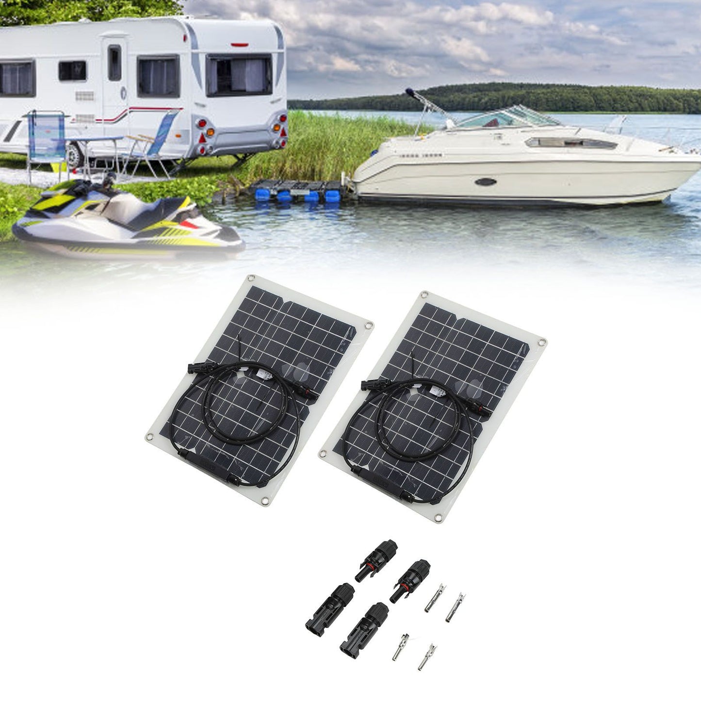 15W Solar Panel Portable Waterproof Monocrystalline Solar Charging Board for Outdoor Car Motor YachtSolar Panel