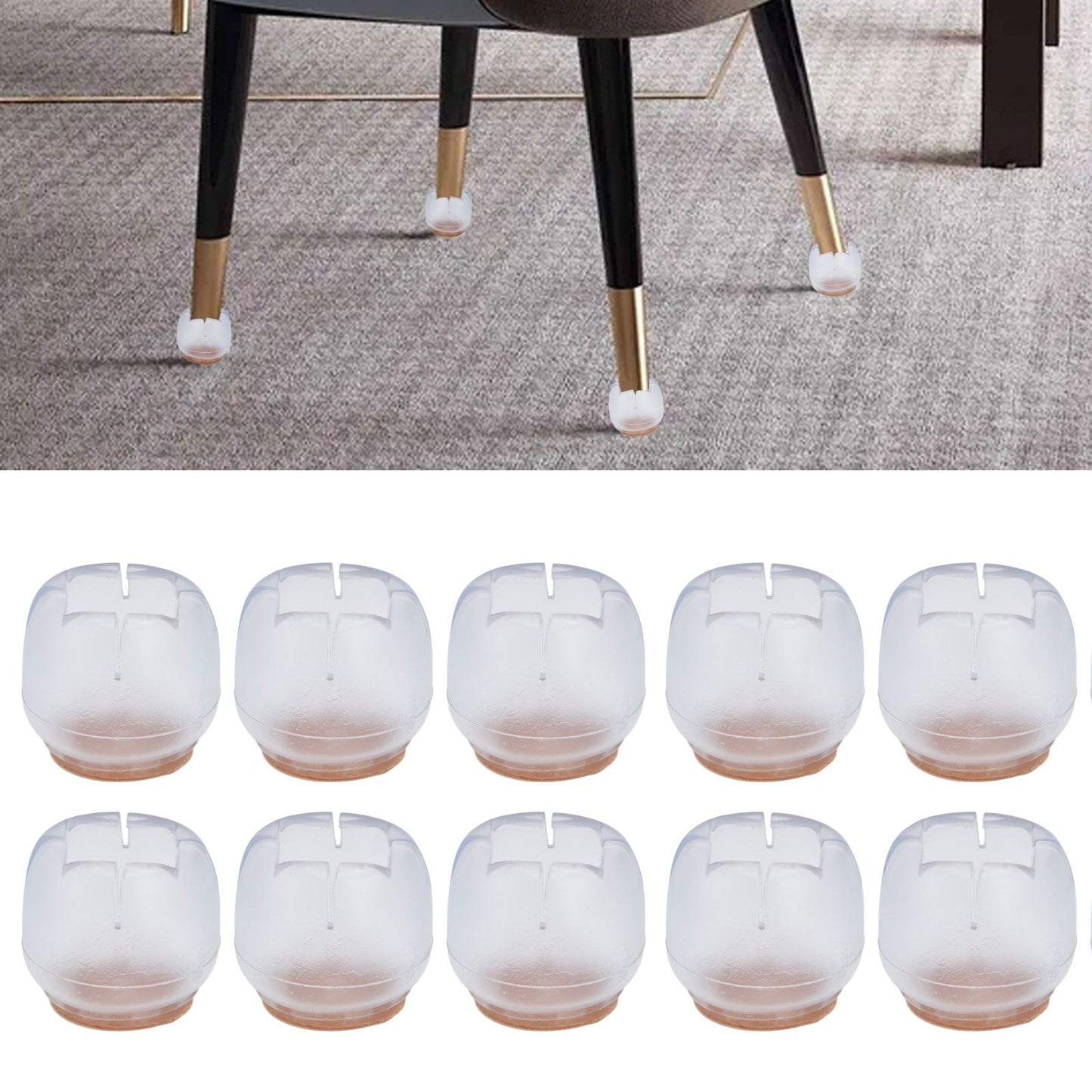 40PCS Chair Leg Protector Thickened Silicone Table Leg Cover Transparent Non Slip Furniture Leg Protector