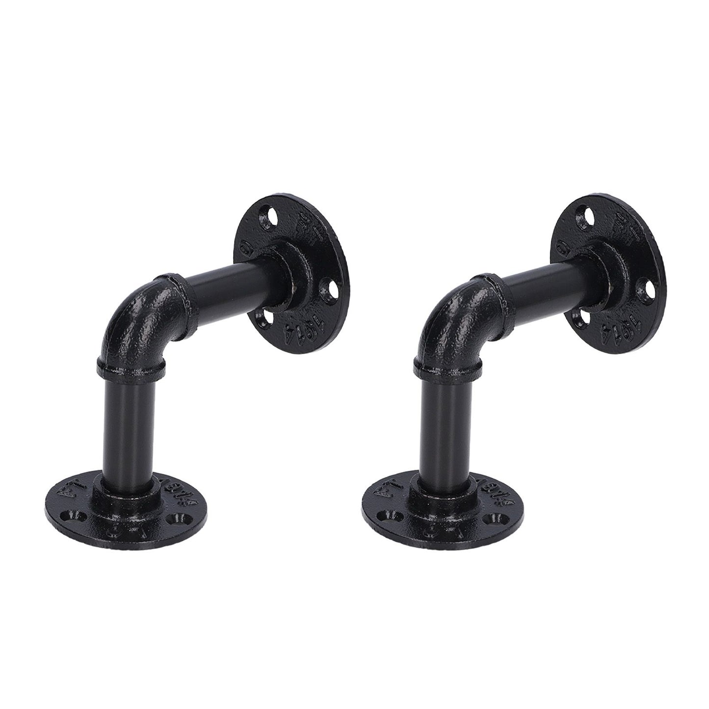Pipe Shelf Brackets Iron Black Retro Wall Mounted Clapboard Support Frame Racks Set