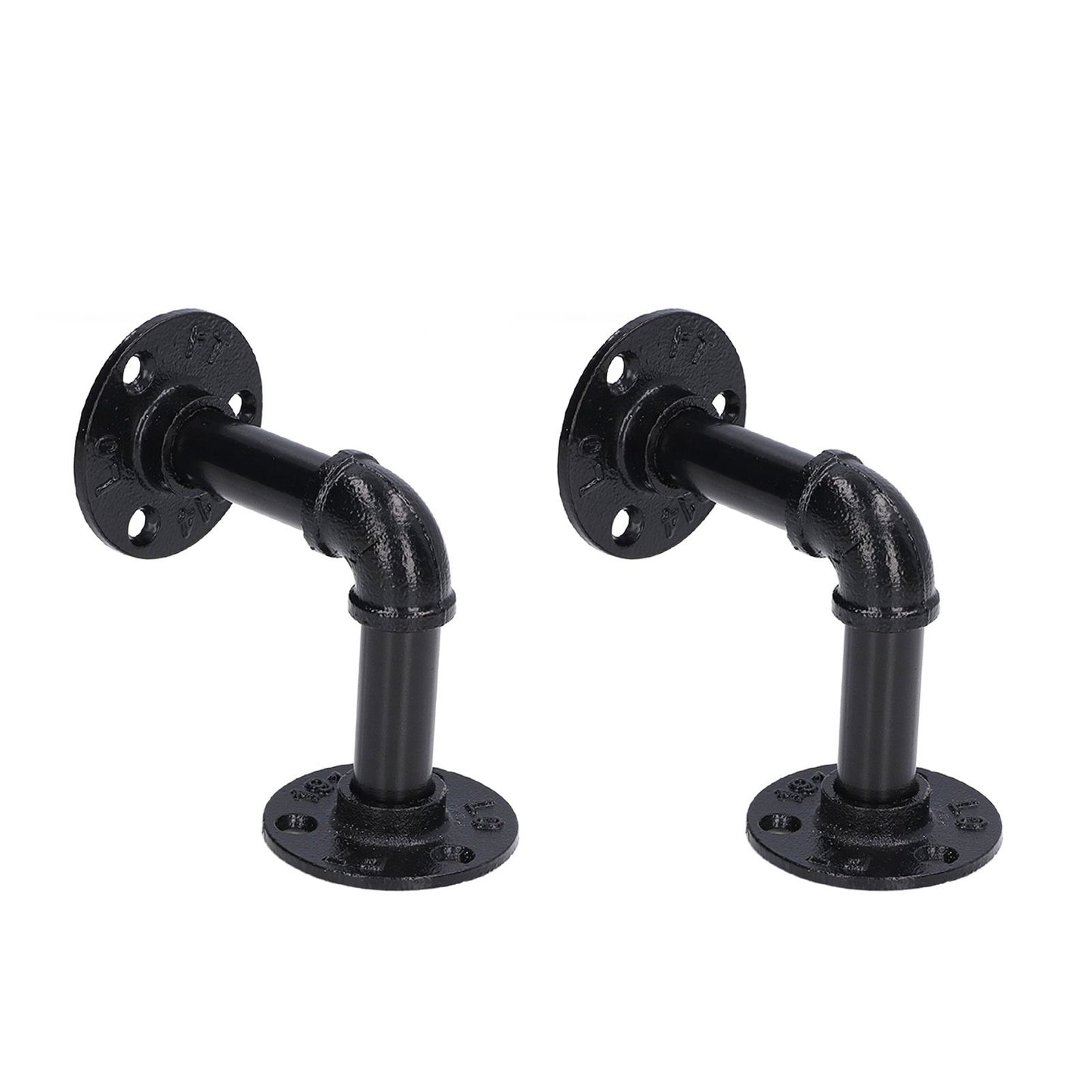 Pipe Shelf Brackets Iron Black Retro Wall Mounted Clapboard Support Frame Racks Set