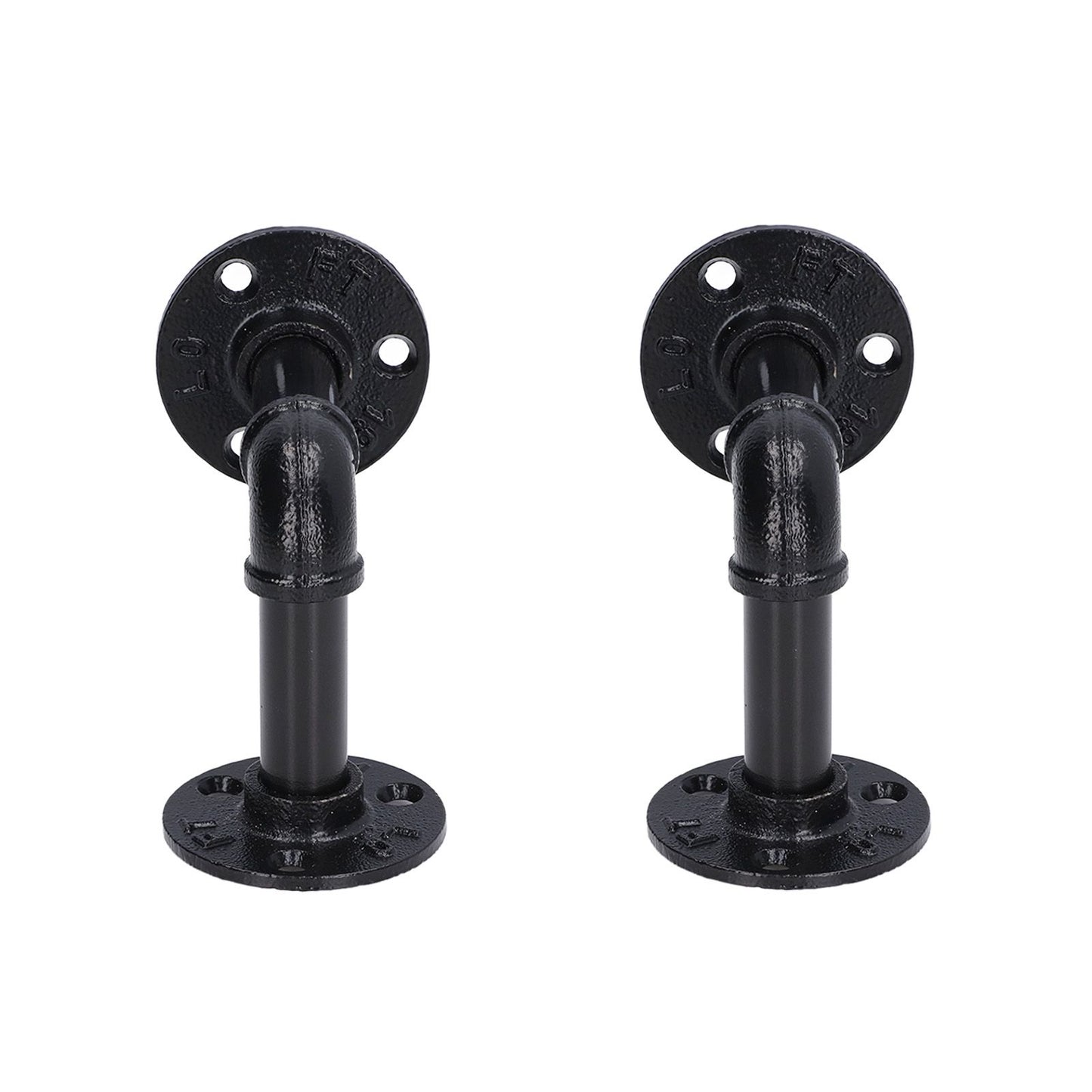Pipe Shelf Brackets Iron Black Retro Wall Mounted Clapboard Support Frame Racks Set