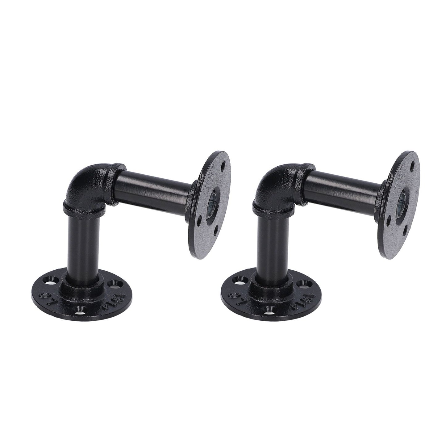 Pipe Shelf Brackets Iron Black Retro Wall Mounted Clapboard Support Frame Racks Set
