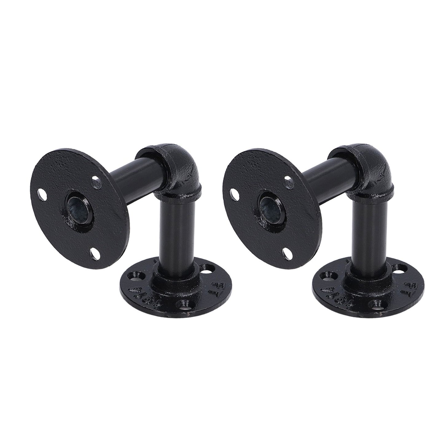 Pipe Shelf Brackets Iron Black Retro Wall Mounted Clapboard Support Frame Racks Set