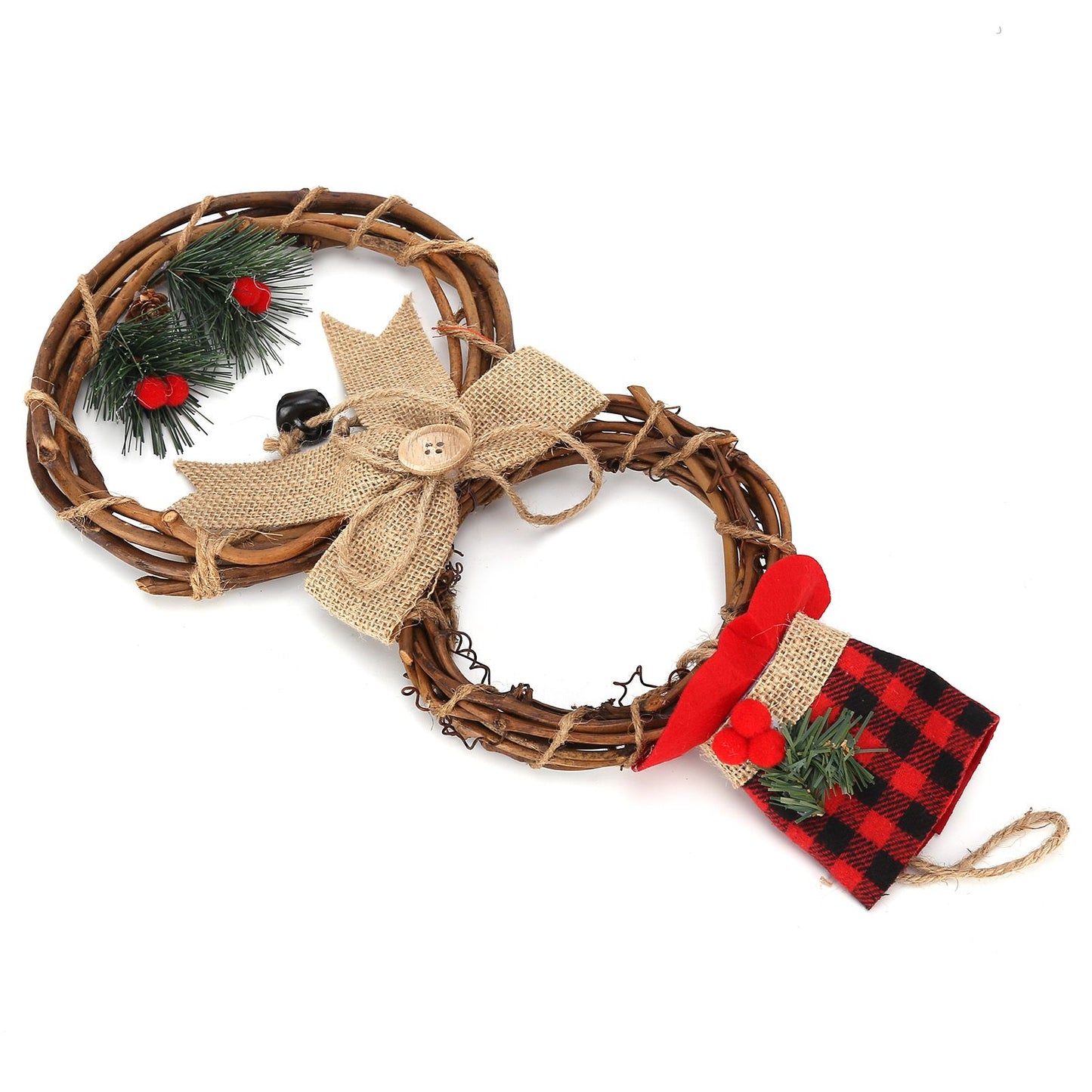 LED Christmas Snowman Wreath Christmas Door Decoration with Light for Home Decorations