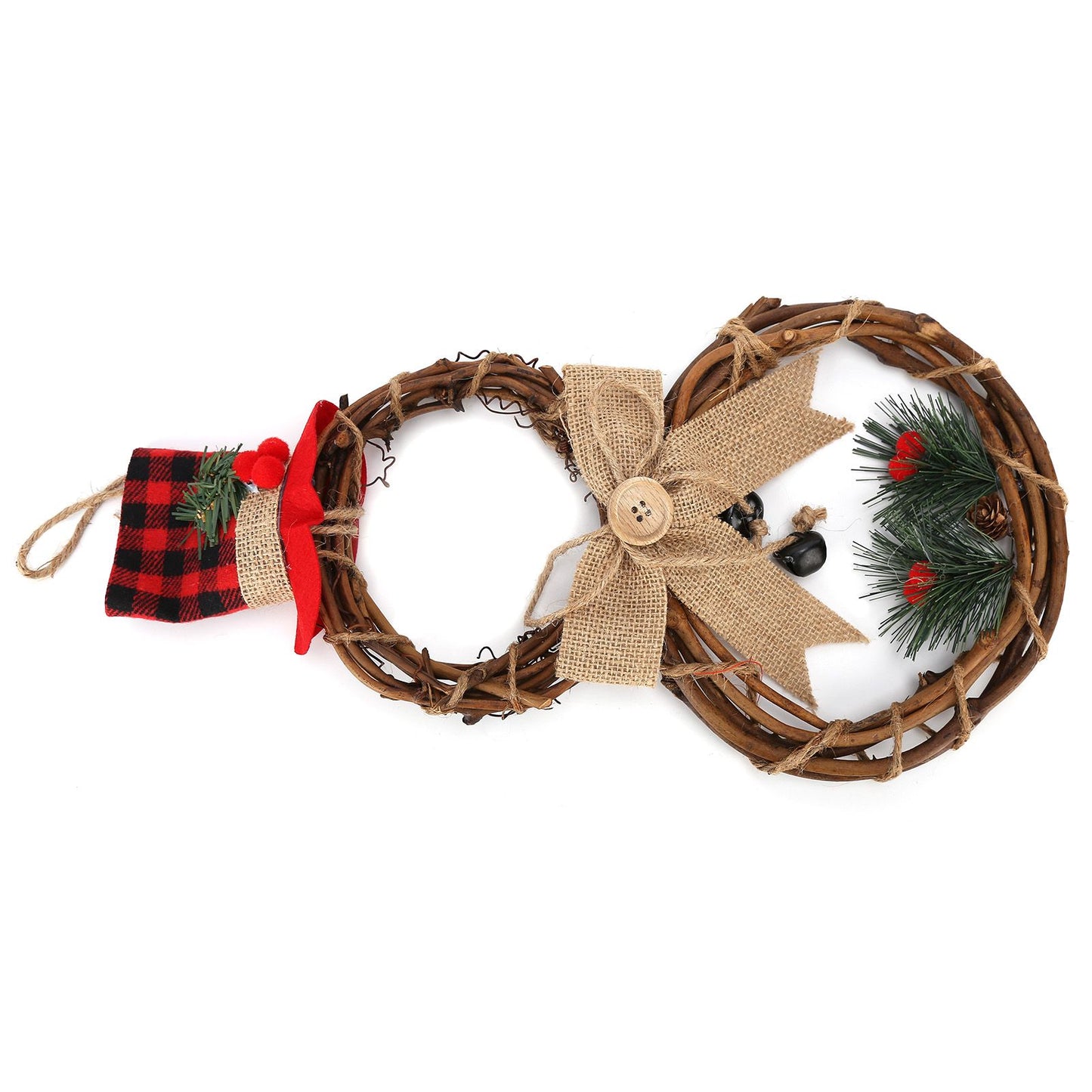 LED Christmas Snowman Wreath Christmas Door Decoration with Light for Home Decorations