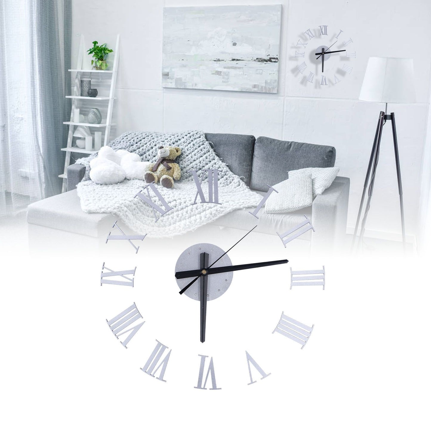 Roman Numerals Design Wall Clock Acrylic Mute Frameless DIY Wall Clock for Home Office