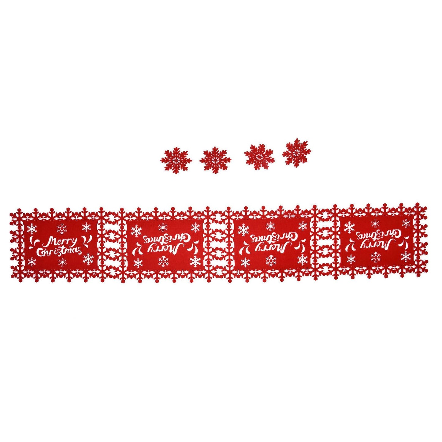 Christmas Table Runner Placemat Heat Protection Water Absorption Felt Table Runner Placemat(4 English Placemats 4 Coasters )