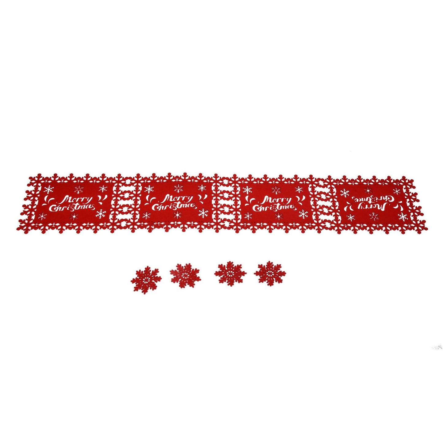Christmas Table Runner Placemat Heat Protection Water Absorption Felt Table Runner Placemat(4 English Placemats 4 Coasters )
