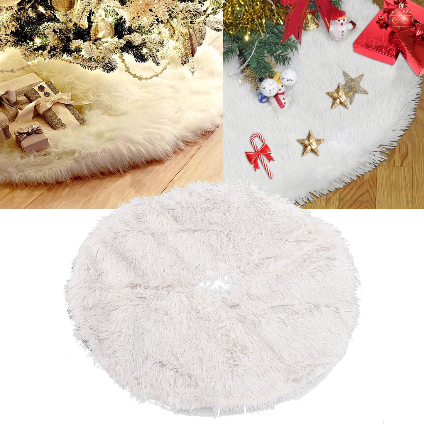 Christmas Tree Skirt Floor Mat Base Cover Round Carpet for Xmas New Year Party Holiday Home DecorationL 120CM