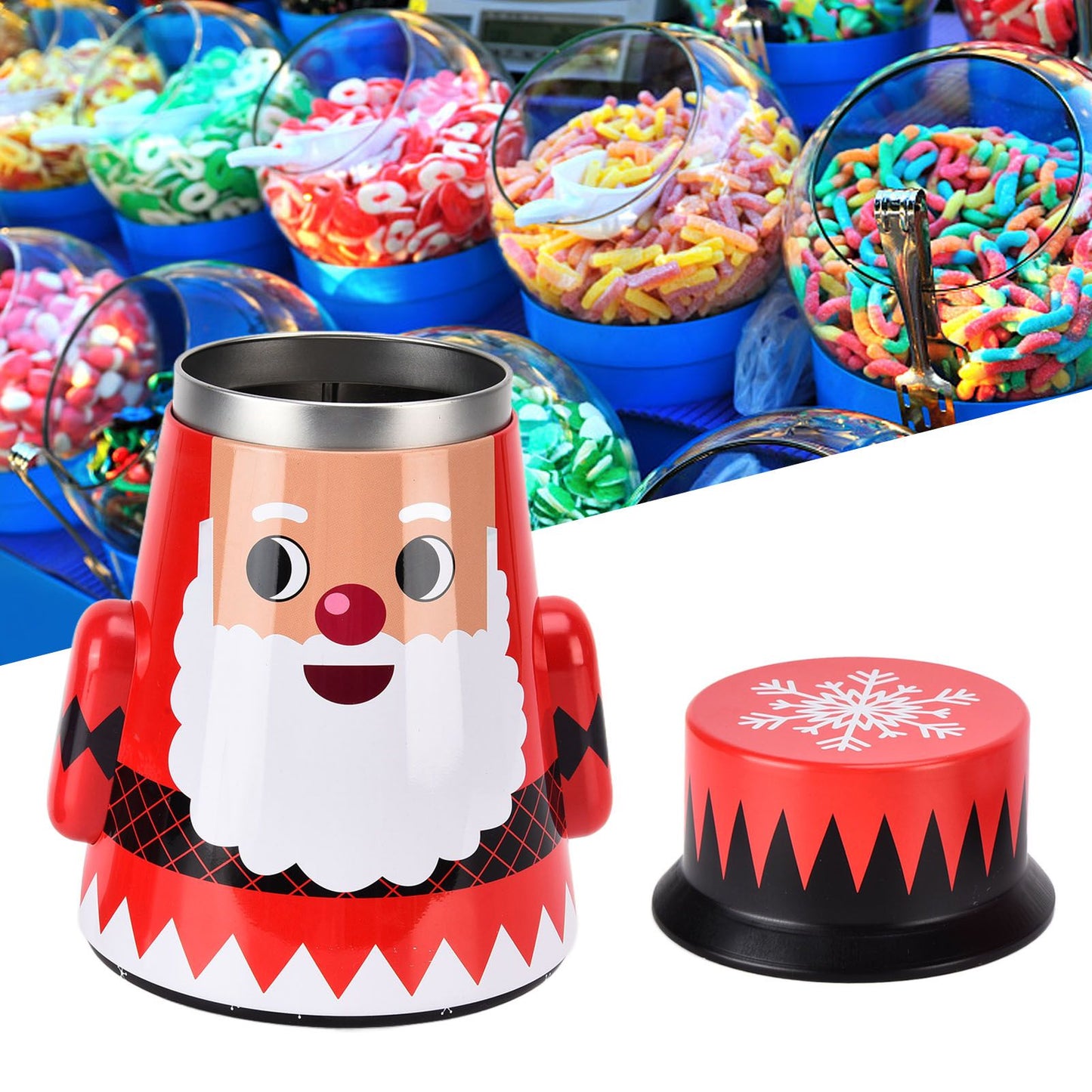 Christmas Candy Iron Box Roly Poly Design Santa Claus Snowman Candy Cans Storage BoxSanta Claus