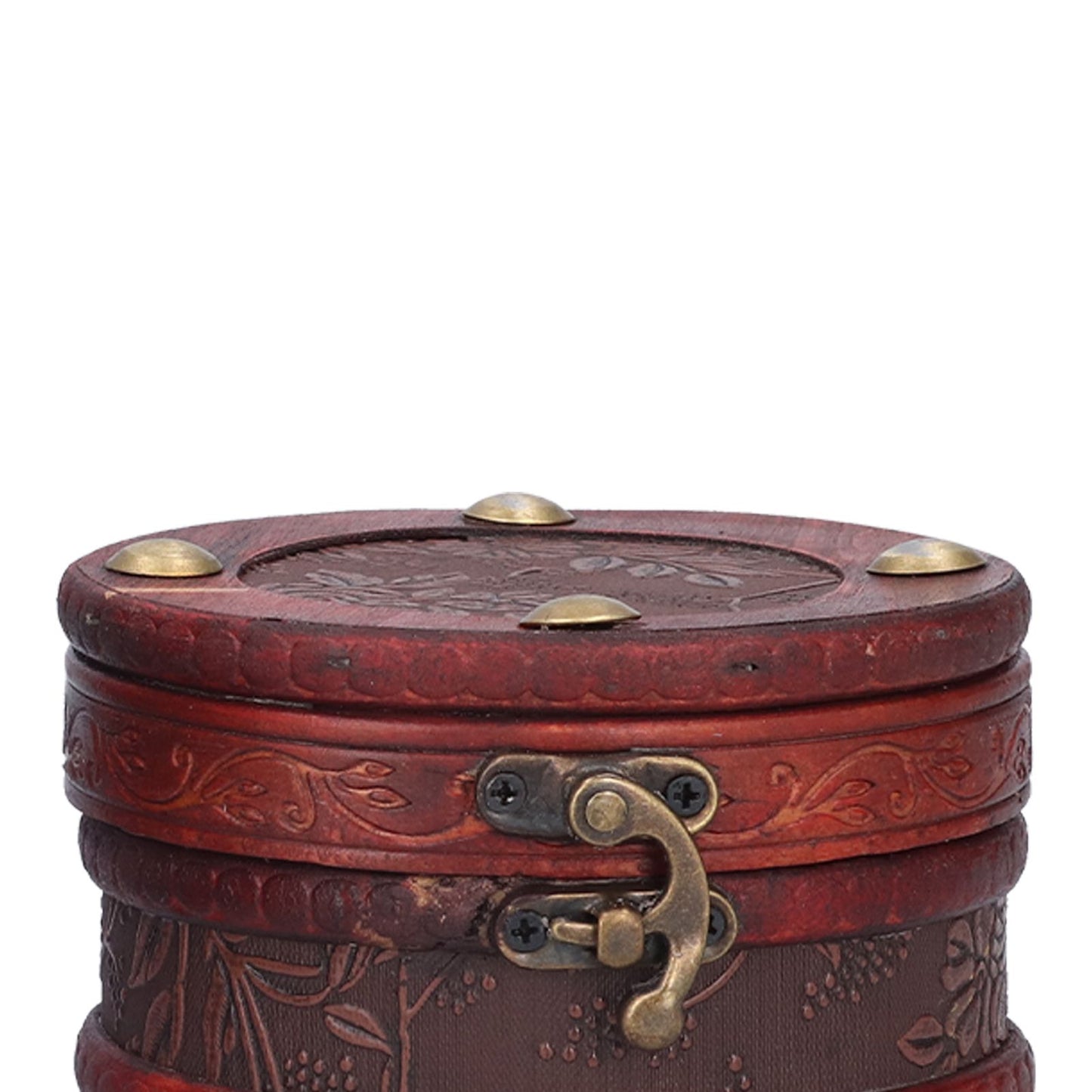 2Pcs Classical Jewelry Box with Buckle Cylinder Shape Antique Storage Case for Necklace Bracelet