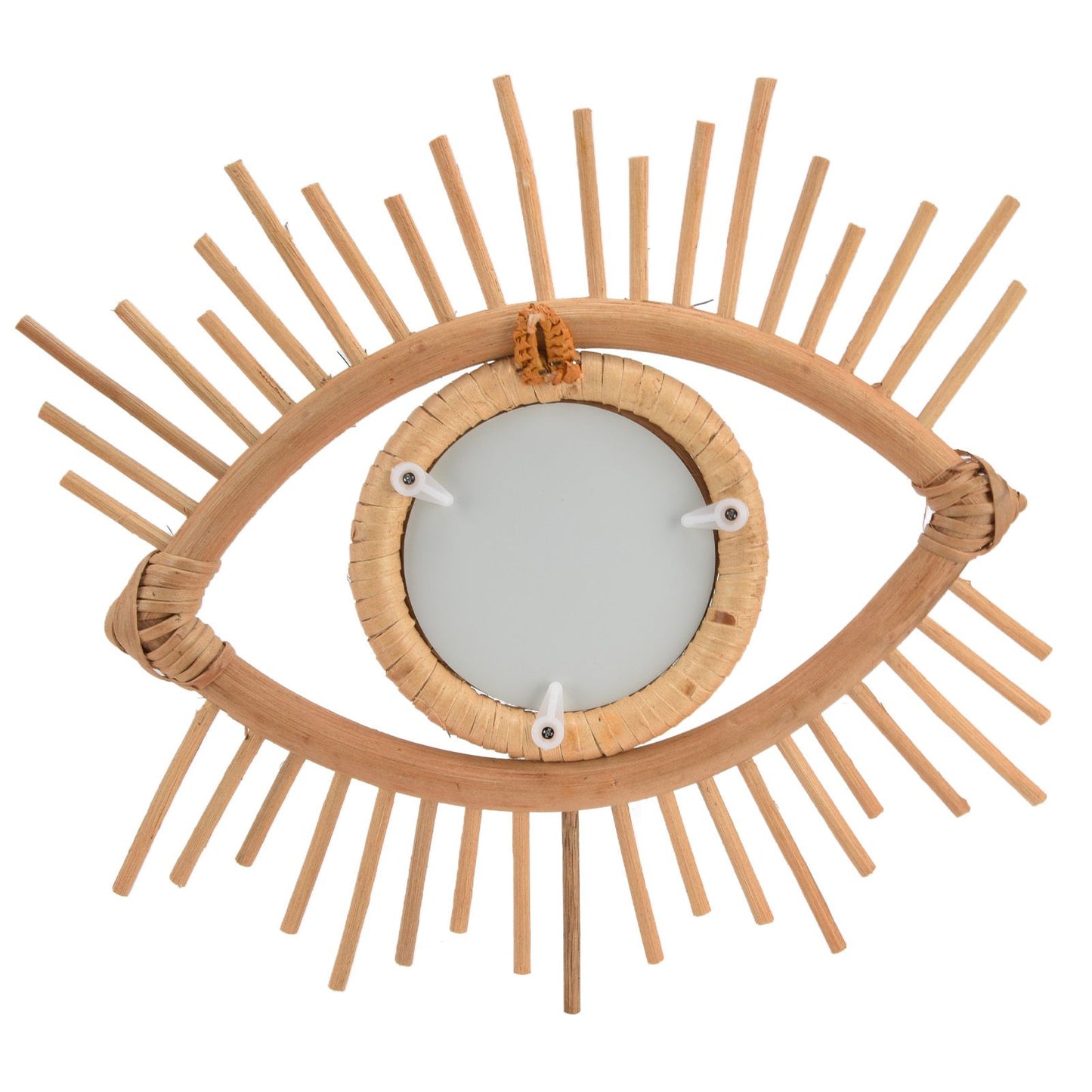 Nordic Makeup Mirror Rattan Woven Eye Shape Wall Hanging Mirror for Home Hotel Bathroom Decoration