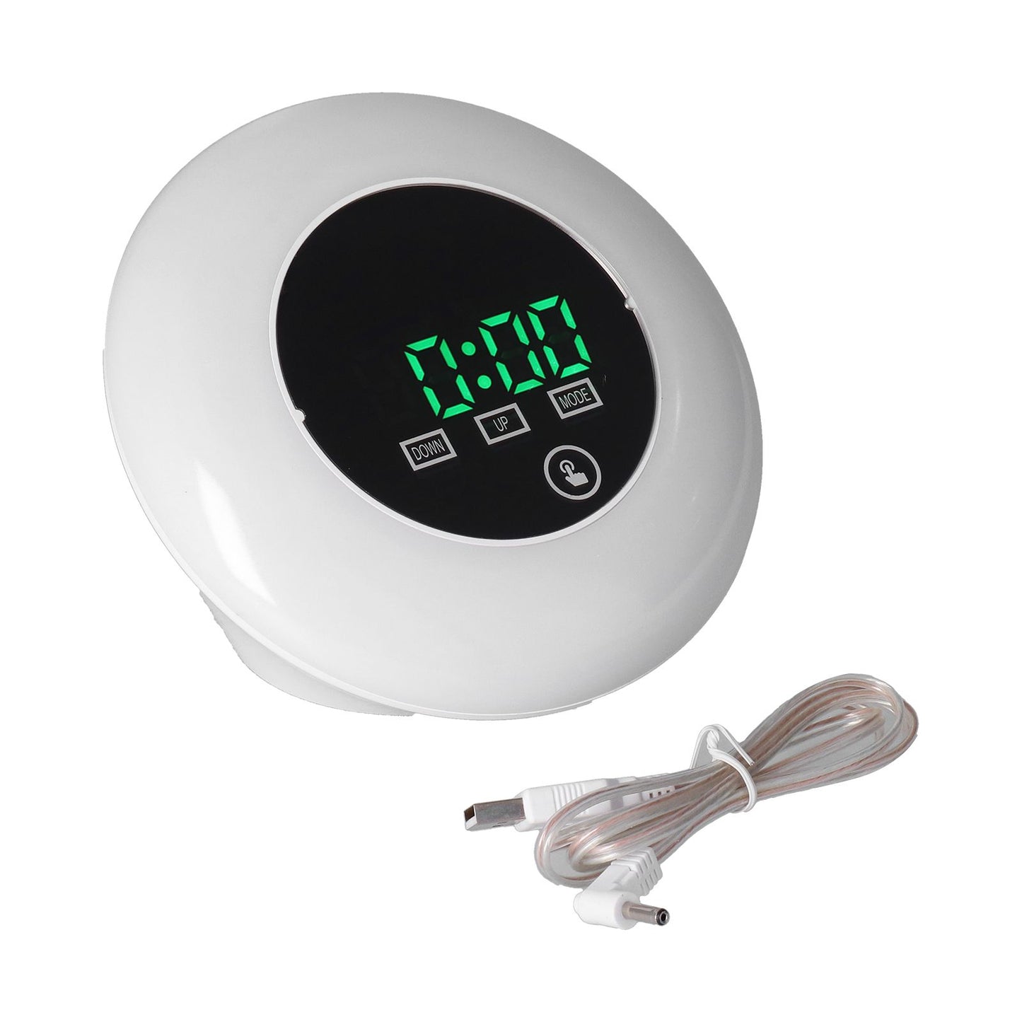 LED Digital Alarm Clock Mirror Clock Thermometer Clock 7 Color Electronic Clock for Bedroom OfficeGreen Word