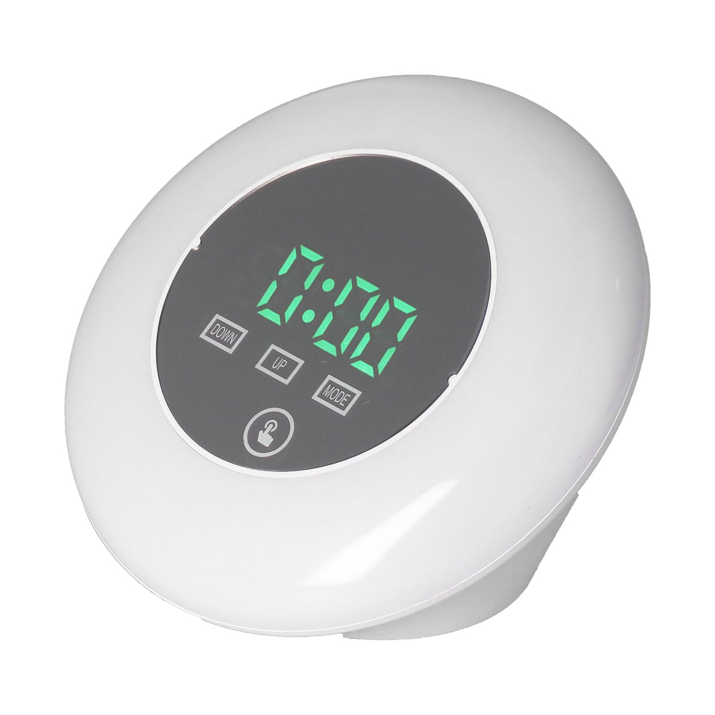 LED Digital Alarm Clock Mirror Clock Thermometer Clock 7 Color Electronic Clock for Bedroom OfficeGreen Word