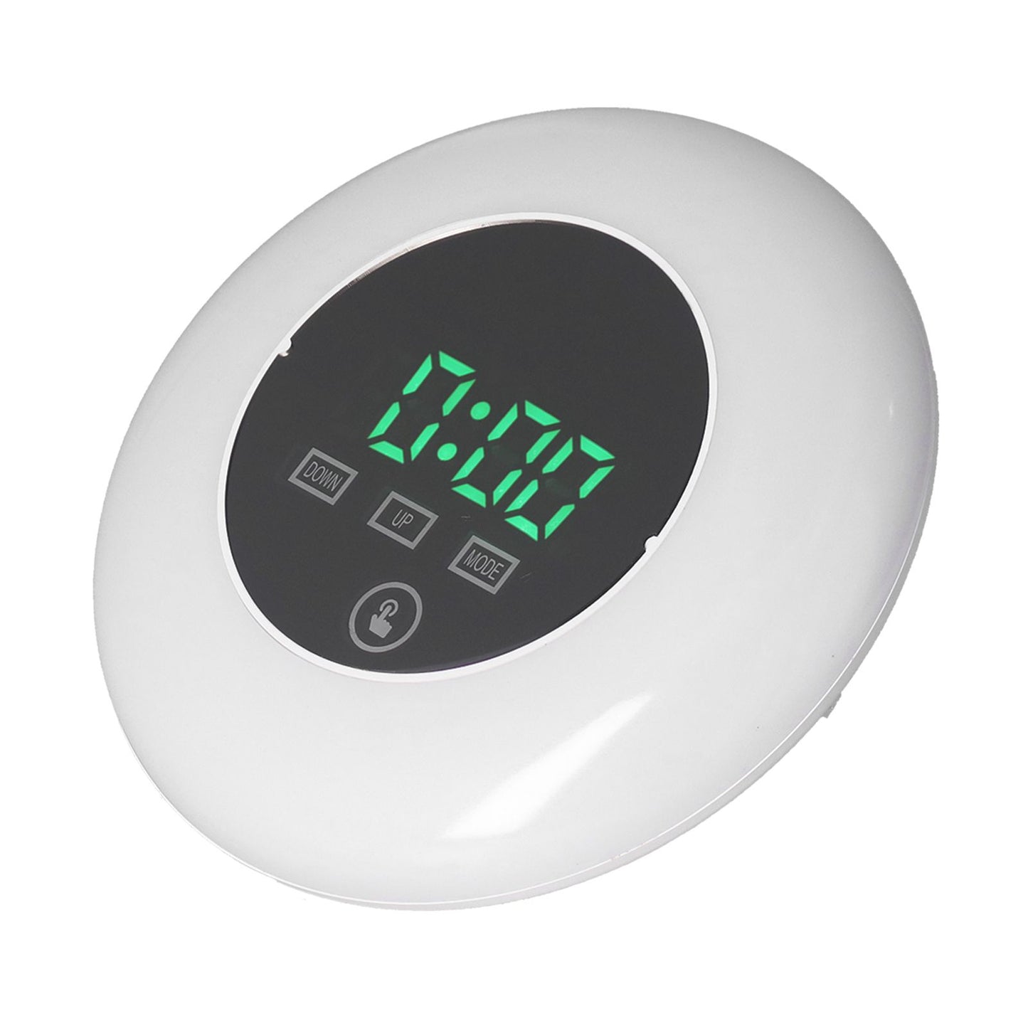 LED Digital Alarm Clock Mirror Clock Thermometer Clock 7 Color Electronic Clock for Bedroom OfficeGreen Word