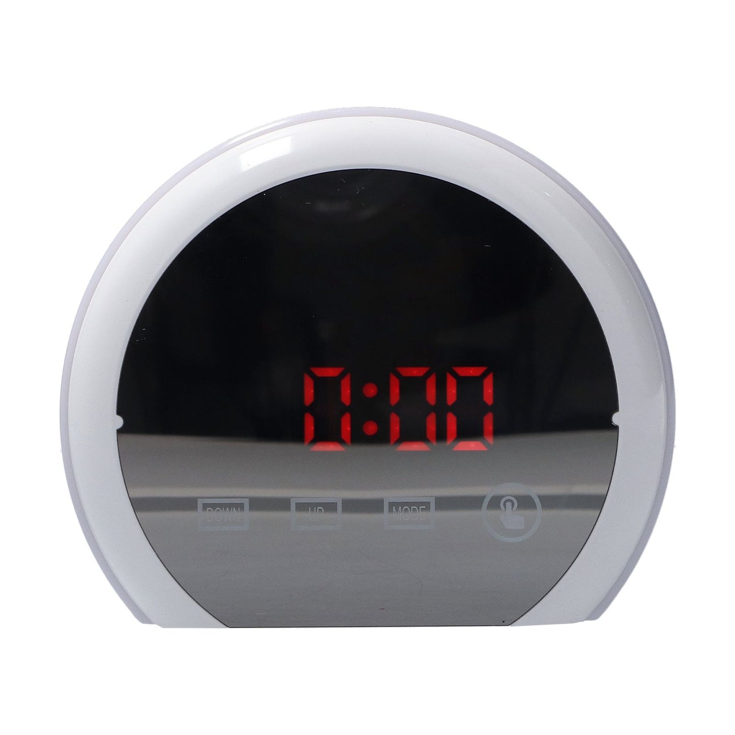 Digital LED Mirror Clock with 7 Color Lighting Snooze Alarm Clock Temperature Date Time DisplayRed Word
