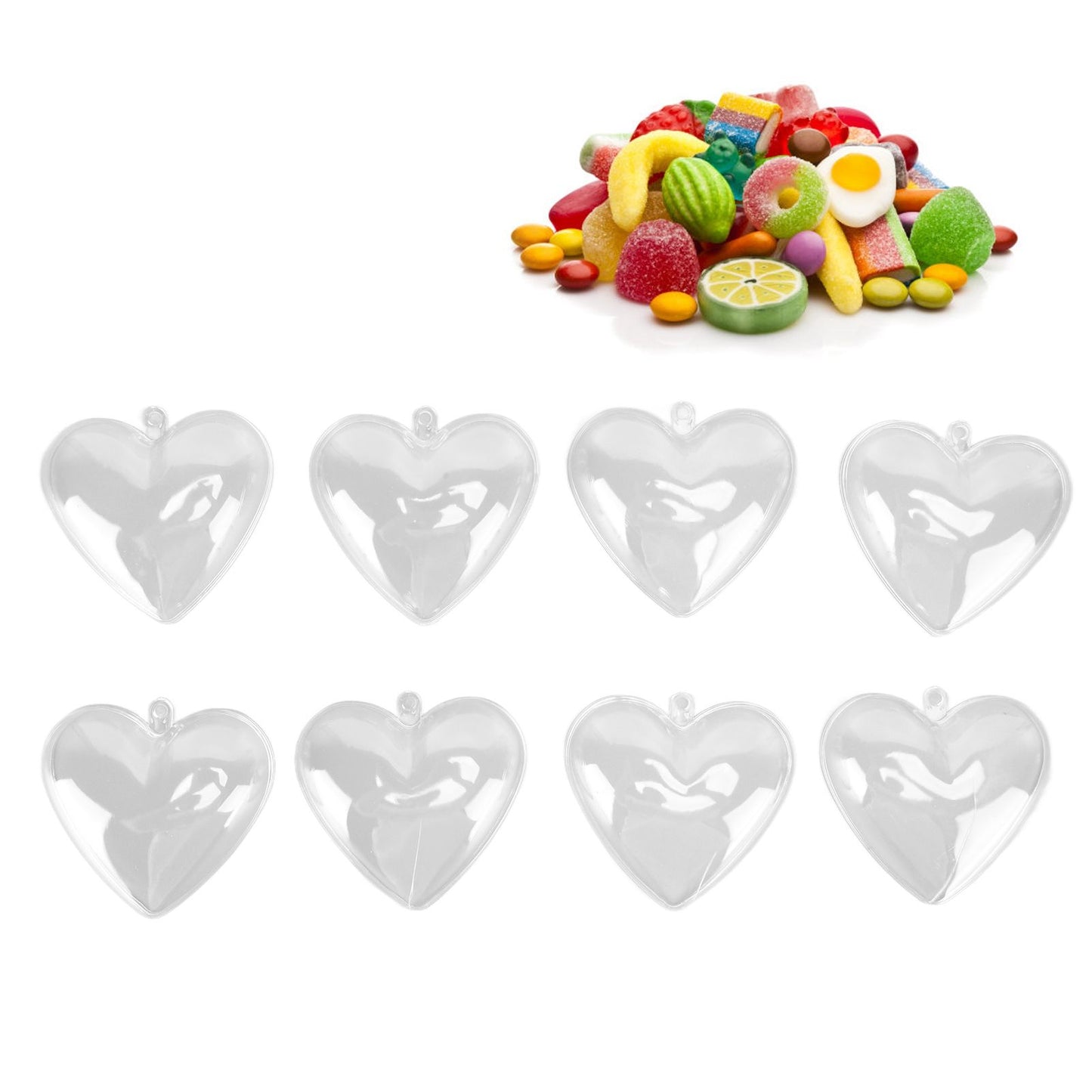 5Pcs Clear Fillable Ball Transparent Heart Shape Plastic Ornaments for DIY Crafts Christmas Tree BirthdayS
