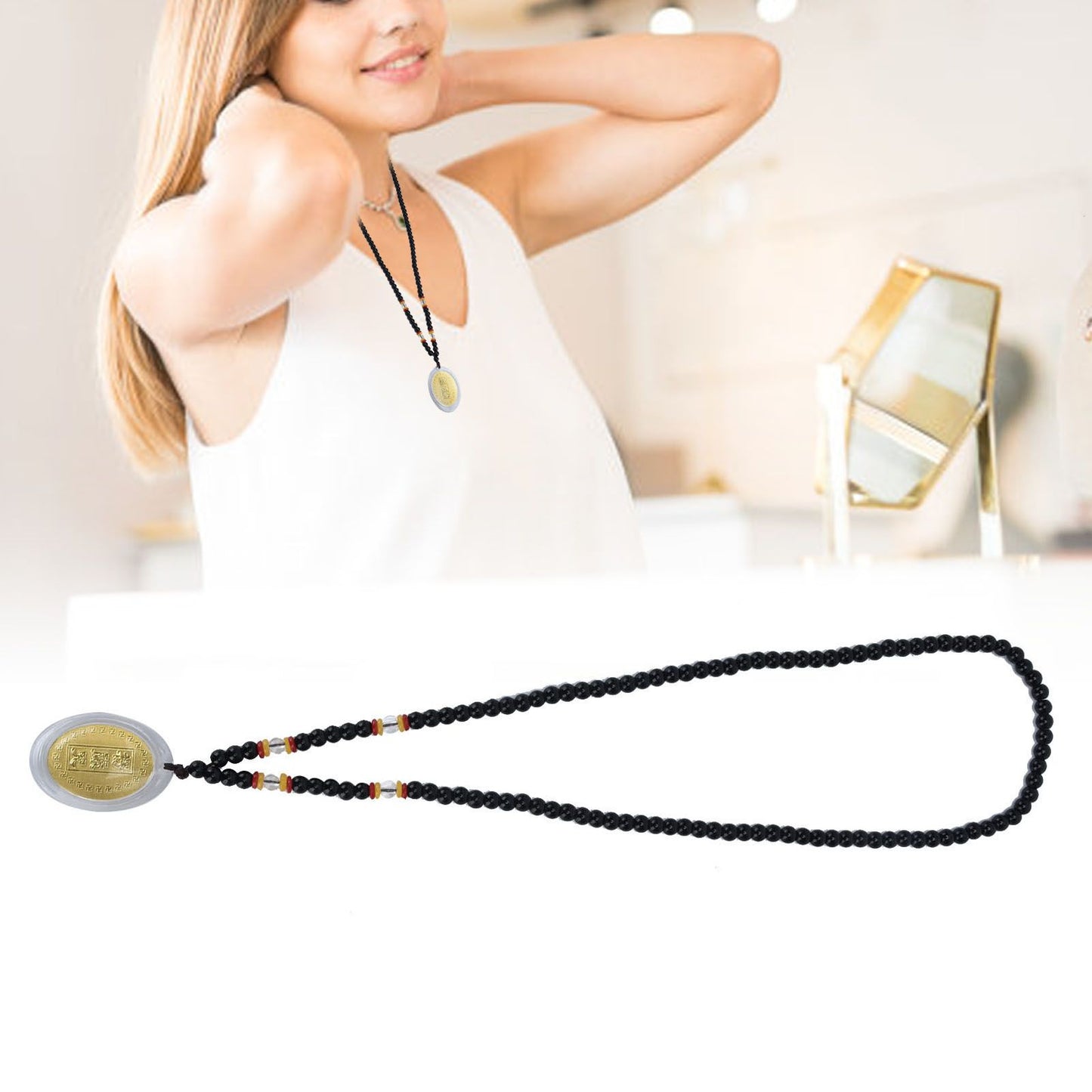 5Pcs Amulet Pendant Multi Purpose Exquisite Workmanship Simple Stylish Appearance Safe Healthy Car Pendant for DecorBlack Beads Red Yellow Transparent Beads
